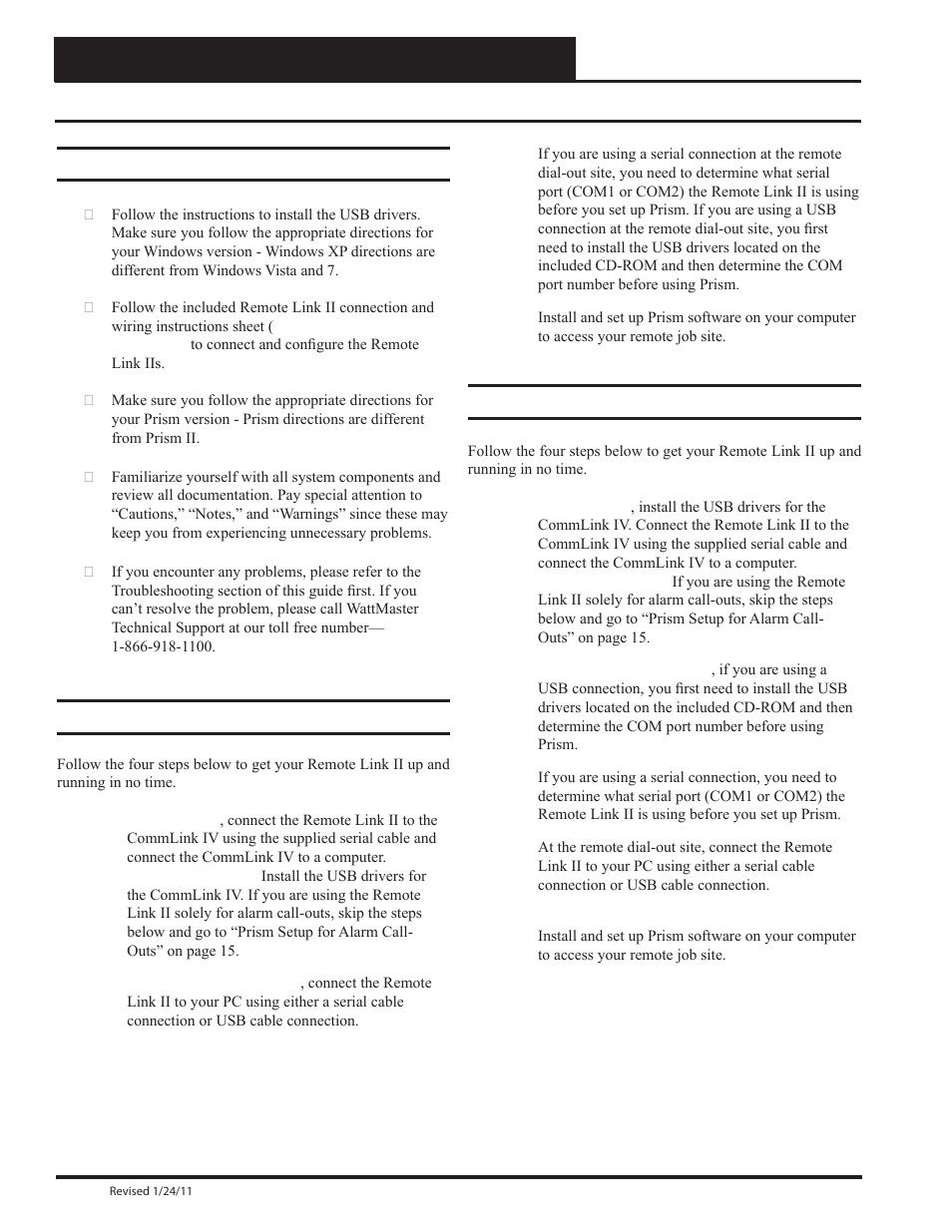 Remote link ii technical guide, Quick guide | Auto-Zone Control Systems Remote Link II Technical Guide, Installation Instructions for the Remote Link II Modem (Version 01C) User Manual | Page 4 / 20