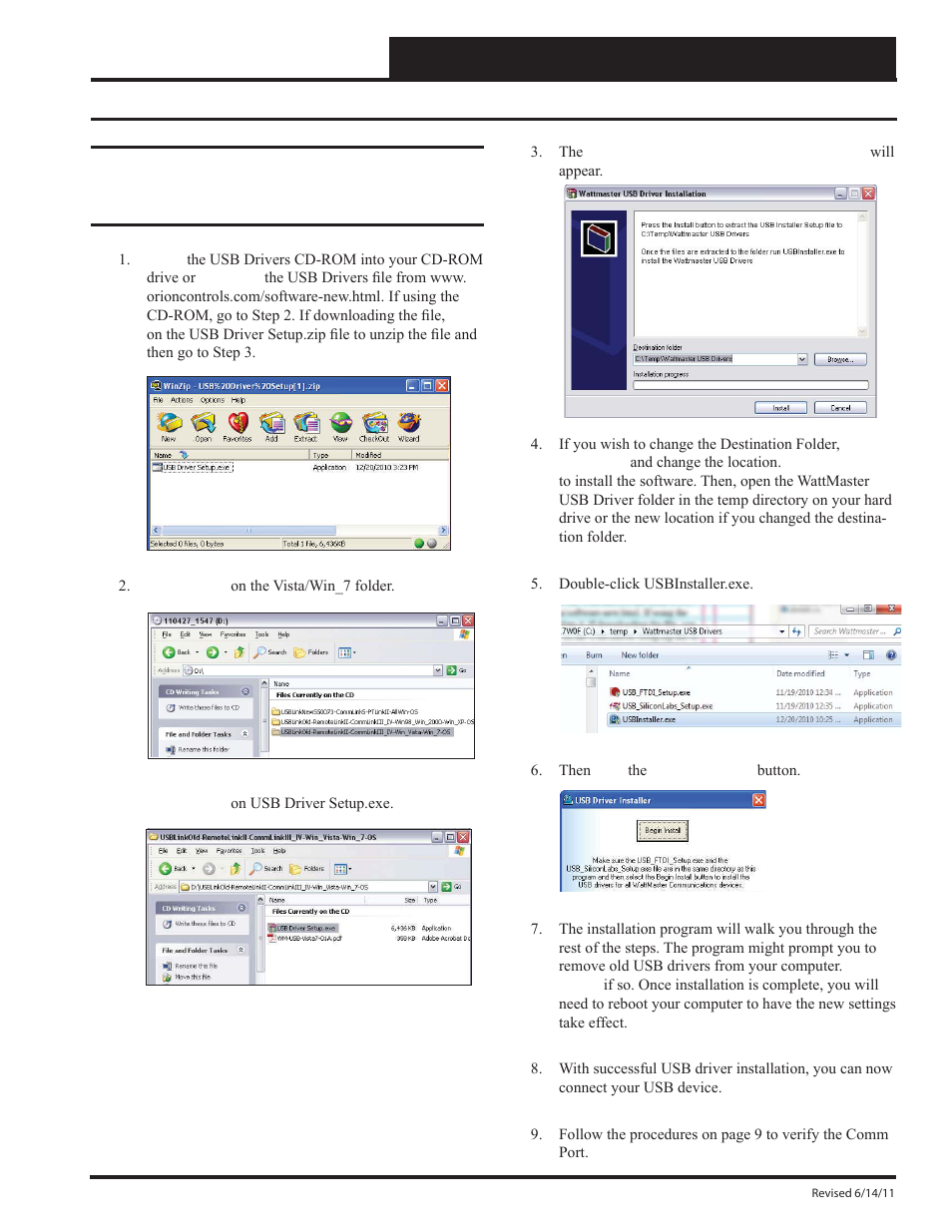 Remote link ii technical guide, Usb driver installation for windows vista & 7 | Auto-Zone Control Systems Remote Link II Technical Guide, Installation Instructions for the Remote Link II Modem (Version 01C) User Manual | Page 7 / 20