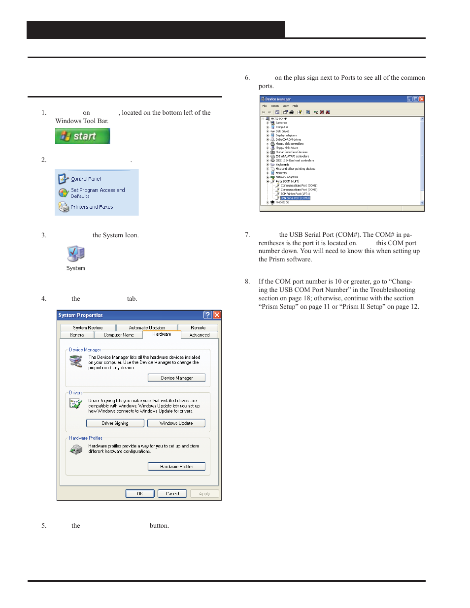 Finding the com port number | Auto-Zone Control Systems CommLink IV Technical Guide, Installation Instructions for the CommLink IV Communications Interface (Version 01E) User Manual | Page 10 / 20