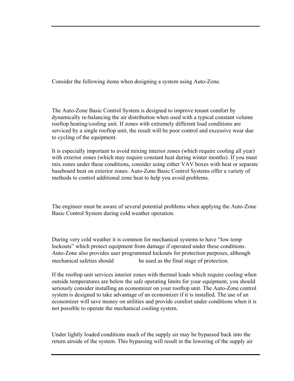 Design considerations, Zone diversity, Cooling - partial load conditions | Auto-Zone Control Systems Auto-Zone Basic Systems Installation & Operation (Version 02C) User Manual | Page 11 / 150