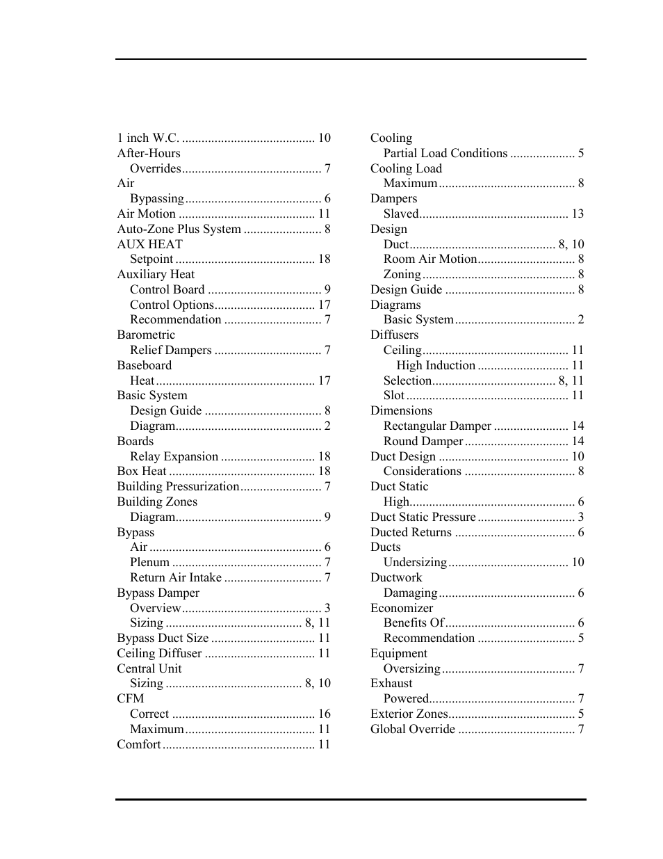 Index | Auto-Zone Control Systems Auto-Zone Basic Systems Installation & Operation (Version 02C) User Manual | Page 25 / 150