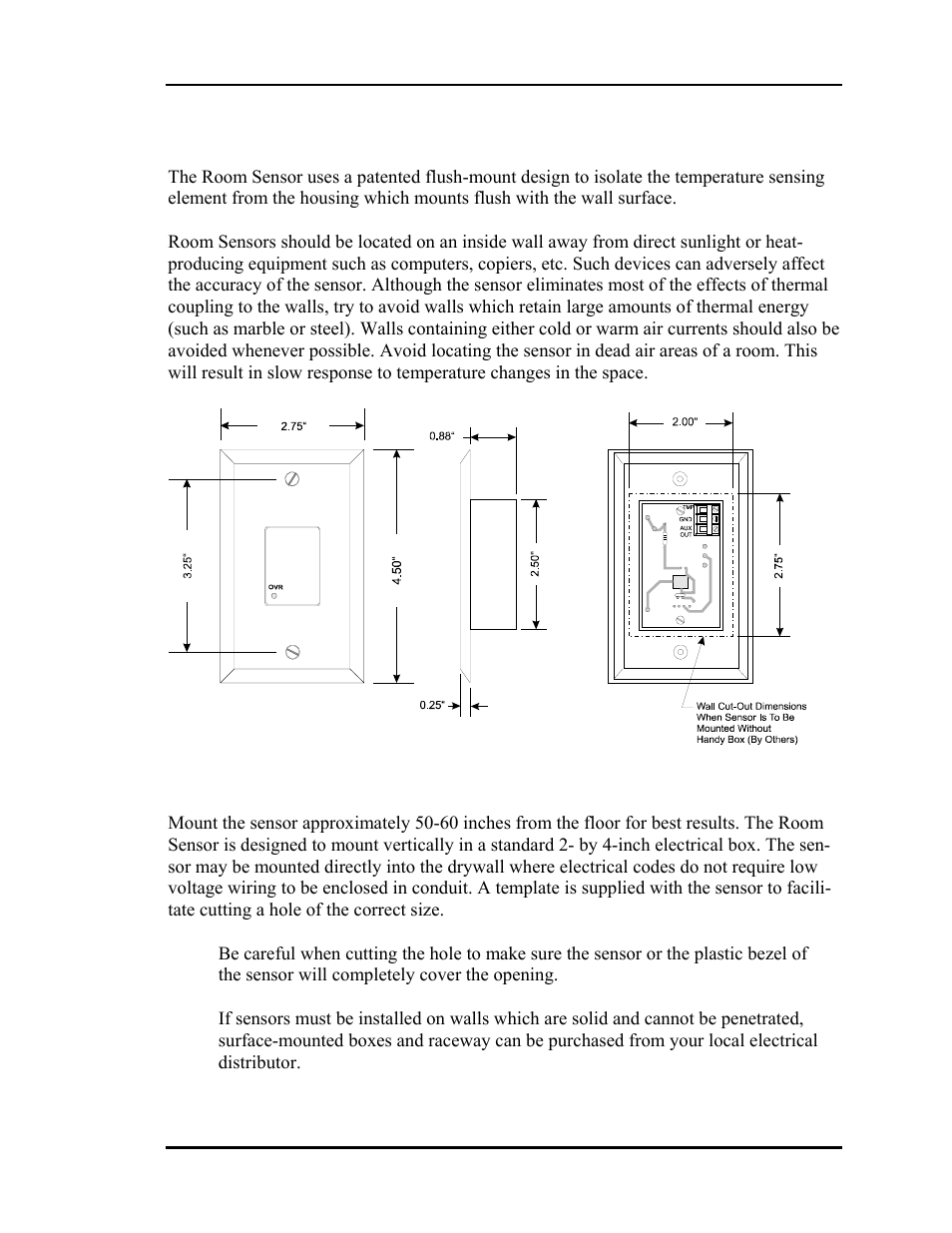Room sensors | Auto-Zone Control Systems Auto-Zone Basic Systems Installation & Operation (Version 02C) User Manual | Page 51 / 150