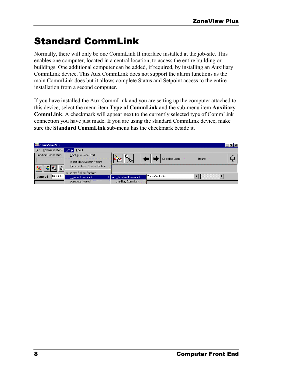Standard commlink | Auto-Zone Control Systems ZoneView Plus Software Manual (Version 01C) User Manual | Page 14 / 62