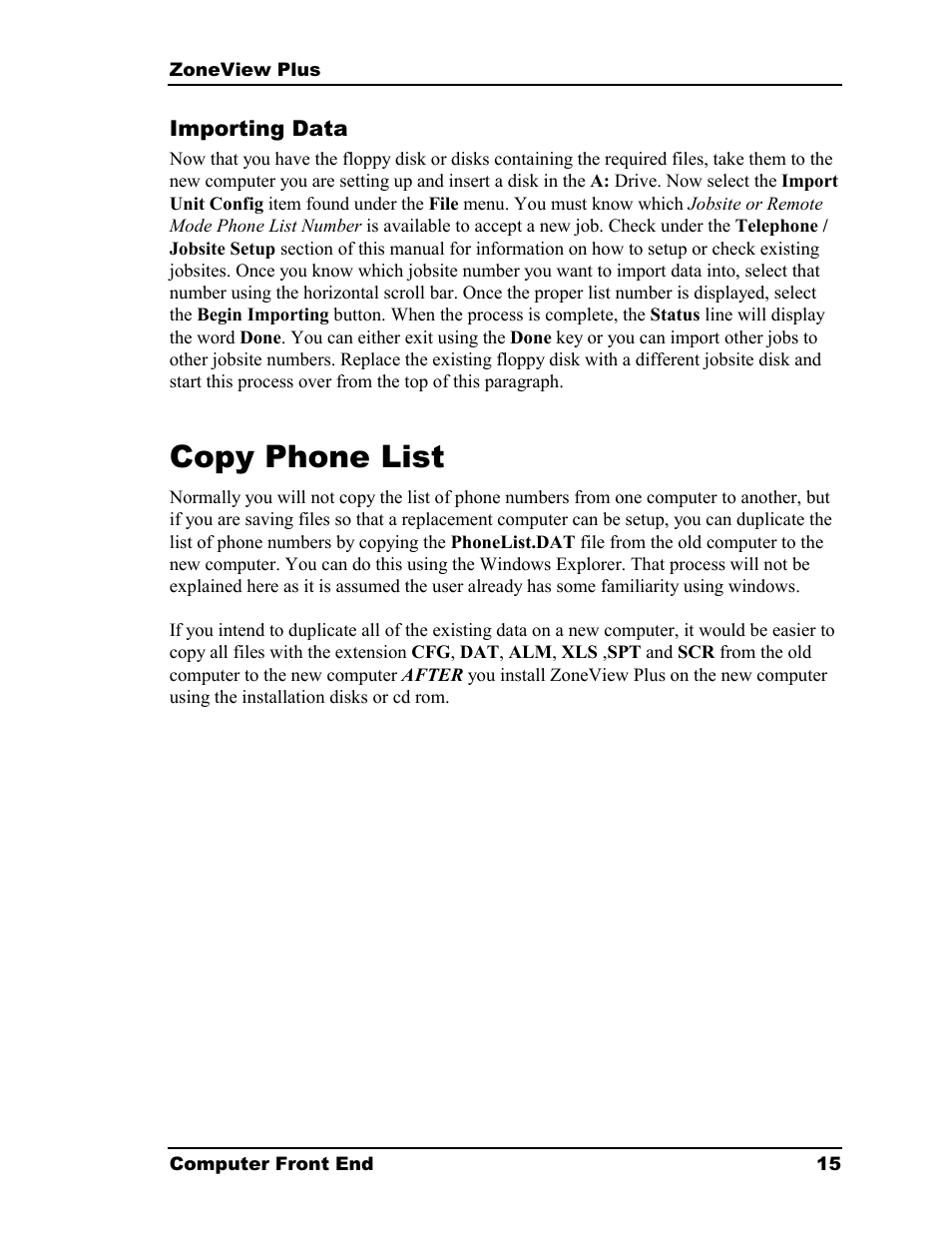 Copy phone list | Auto-Zone Control Systems ZoneView Plus Software Manual (Version 01C) User Manual | Page 21 / 62