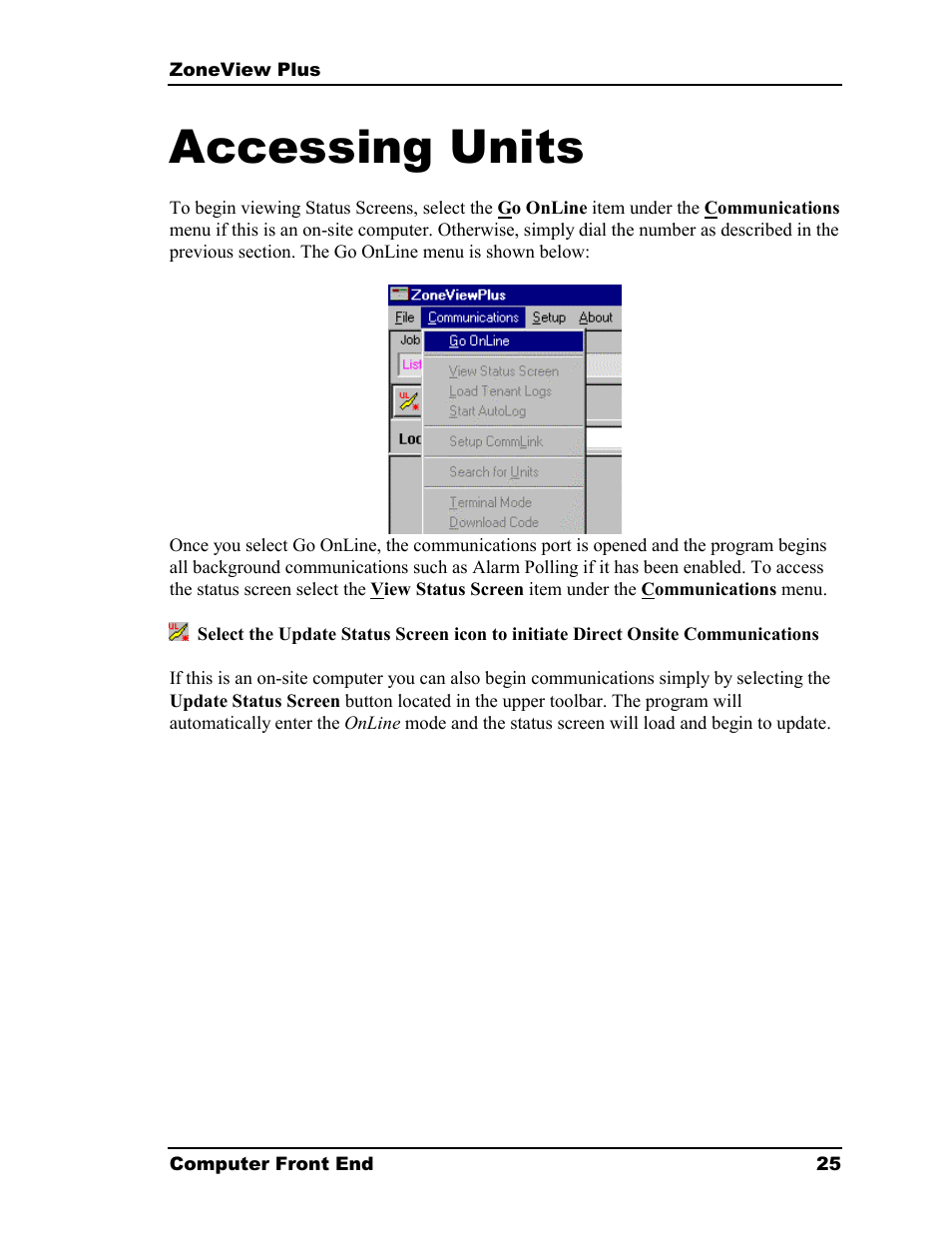 Accessing units | Auto-Zone Control Systems ZoneView Plus Software Manual (Version 01C) User Manual | Page 31 / 62