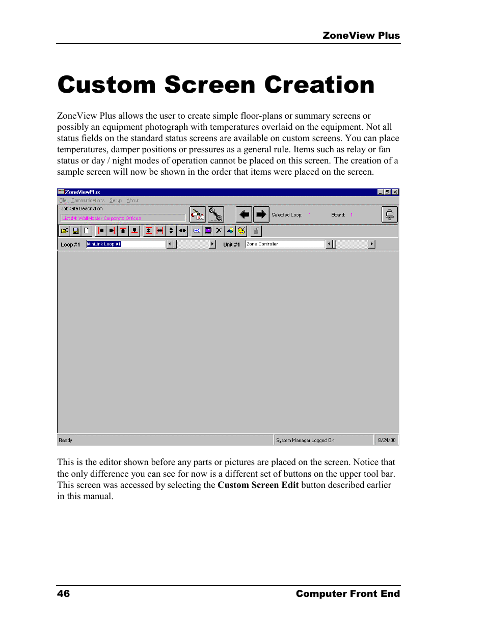 Custom screen creation | Auto-Zone Control Systems ZoneView Plus Software Manual (Version 01C) User Manual | Page 52 / 62
