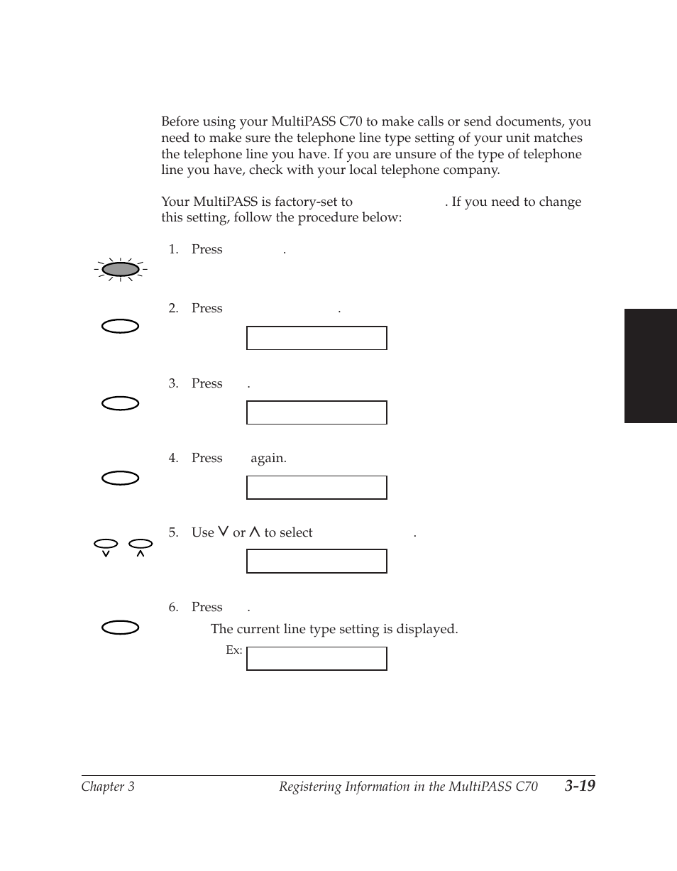 Setting the telephone line type | Canon C70 User Manual | Page 101 / 421