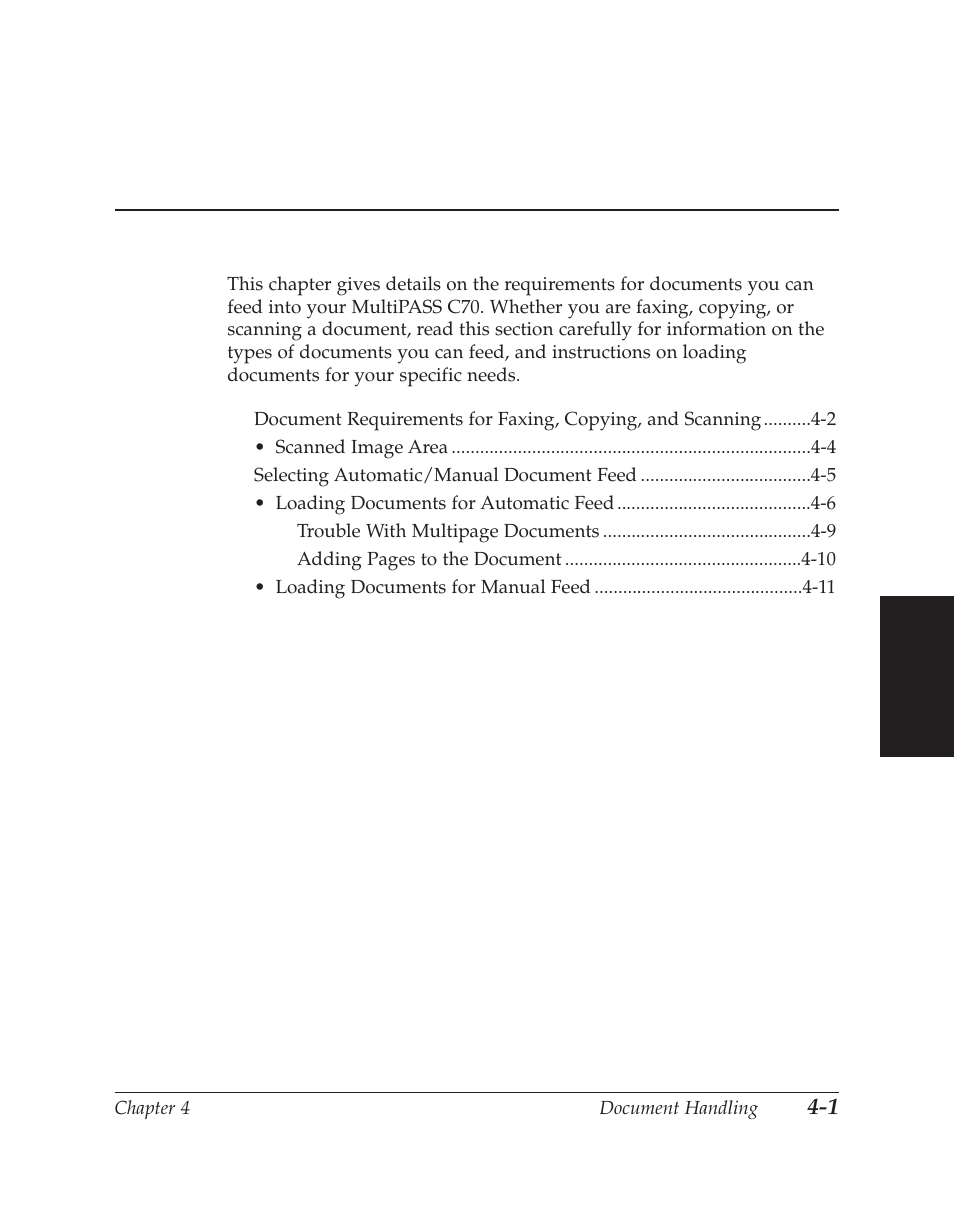 Chapter 4 document handling | Canon C70 User Manual | Page 103 / 421