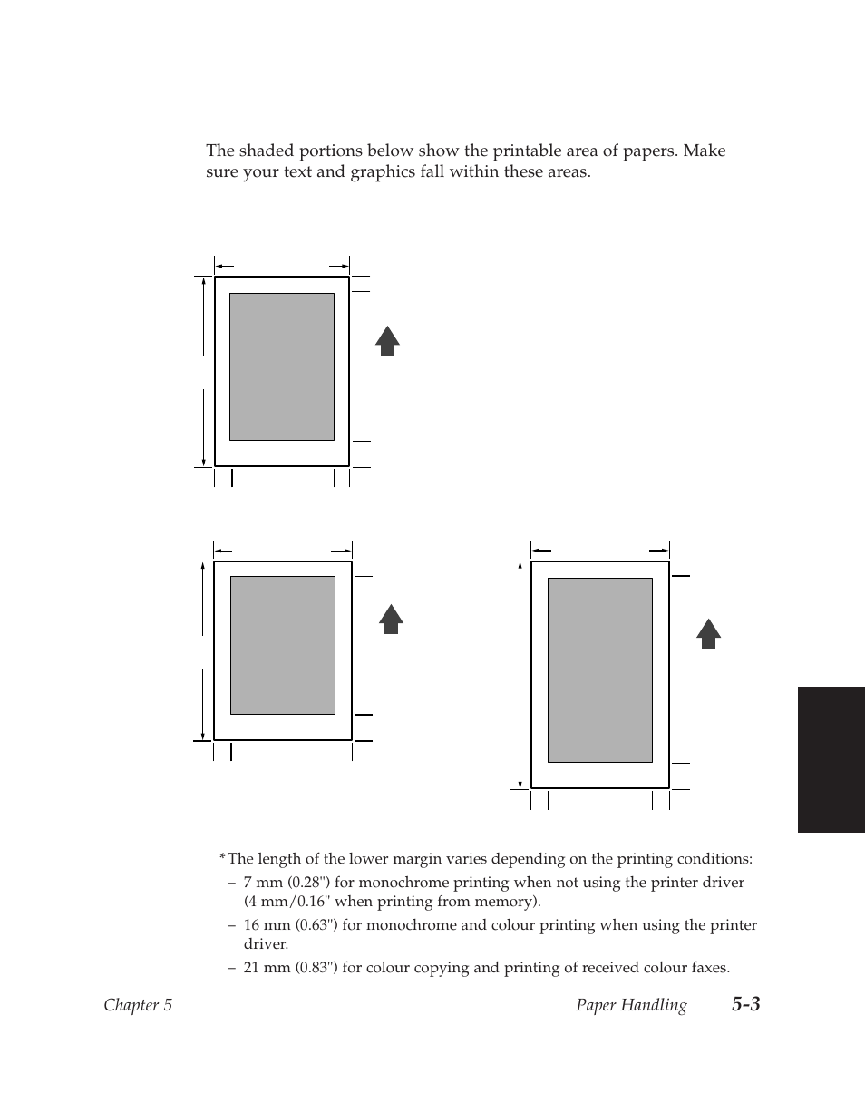 Printable areas, Papers | Canon C70 User Manual | Page 117 / 421