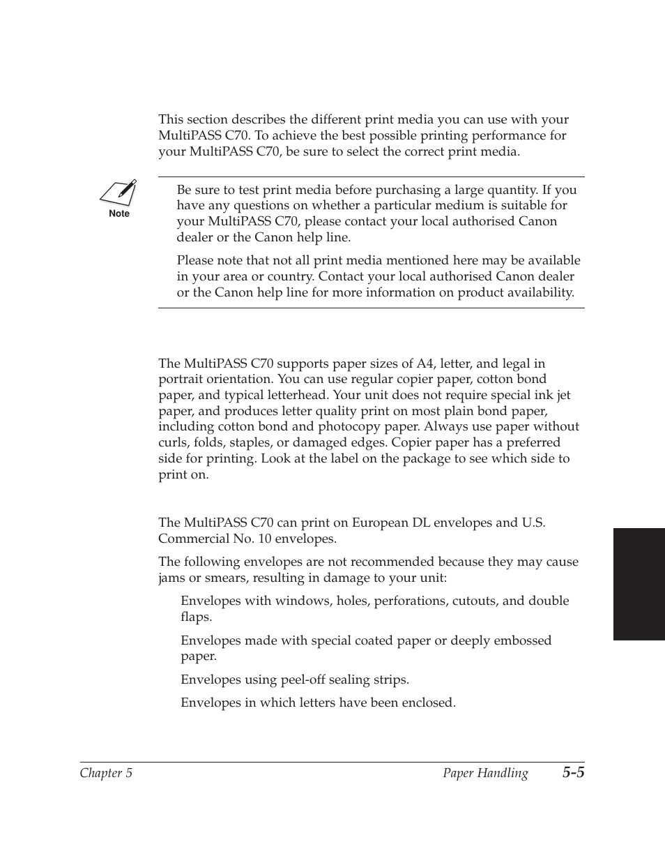 Selecting print media | Canon C70 User Manual | Page 119 / 421