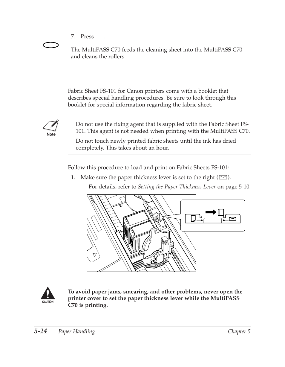 Printing on fabric sheet fs-101 | Canon C70 User Manual | Page 138 / 421