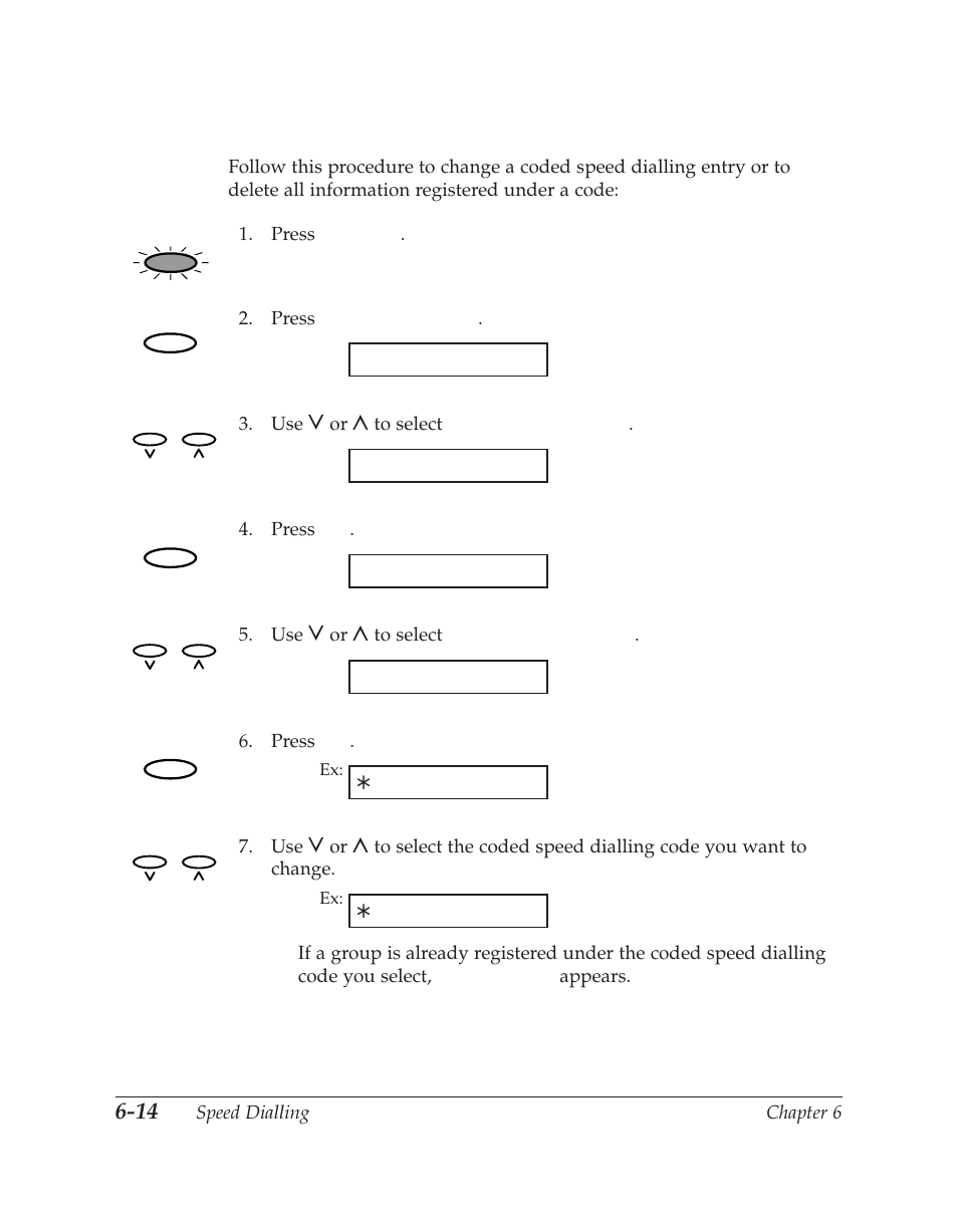 Changing/deleting a coded speed dialling entry | Canon C70 User Manual | Page 160 / 421