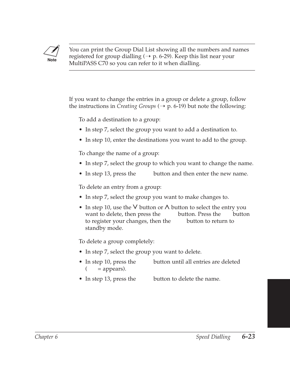 Changing/deleting a group dialling entry | Canon C70 User Manual | Page 169 / 421