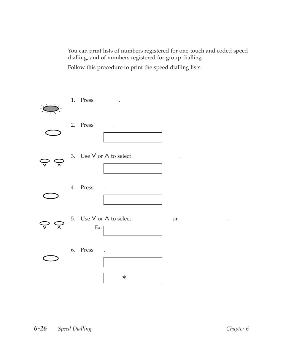 Speed dialling lists, Printing the one-touch or coded speed dial list | Canon C70 User Manual | Page 172 / 421