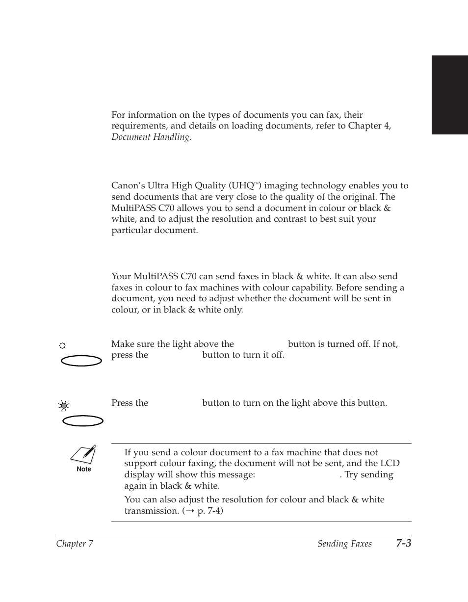 Preparing to send a fax, Documents you can fax, Adjusting the quality of your faxes | Canon C70 User Manual | Page 179 / 421