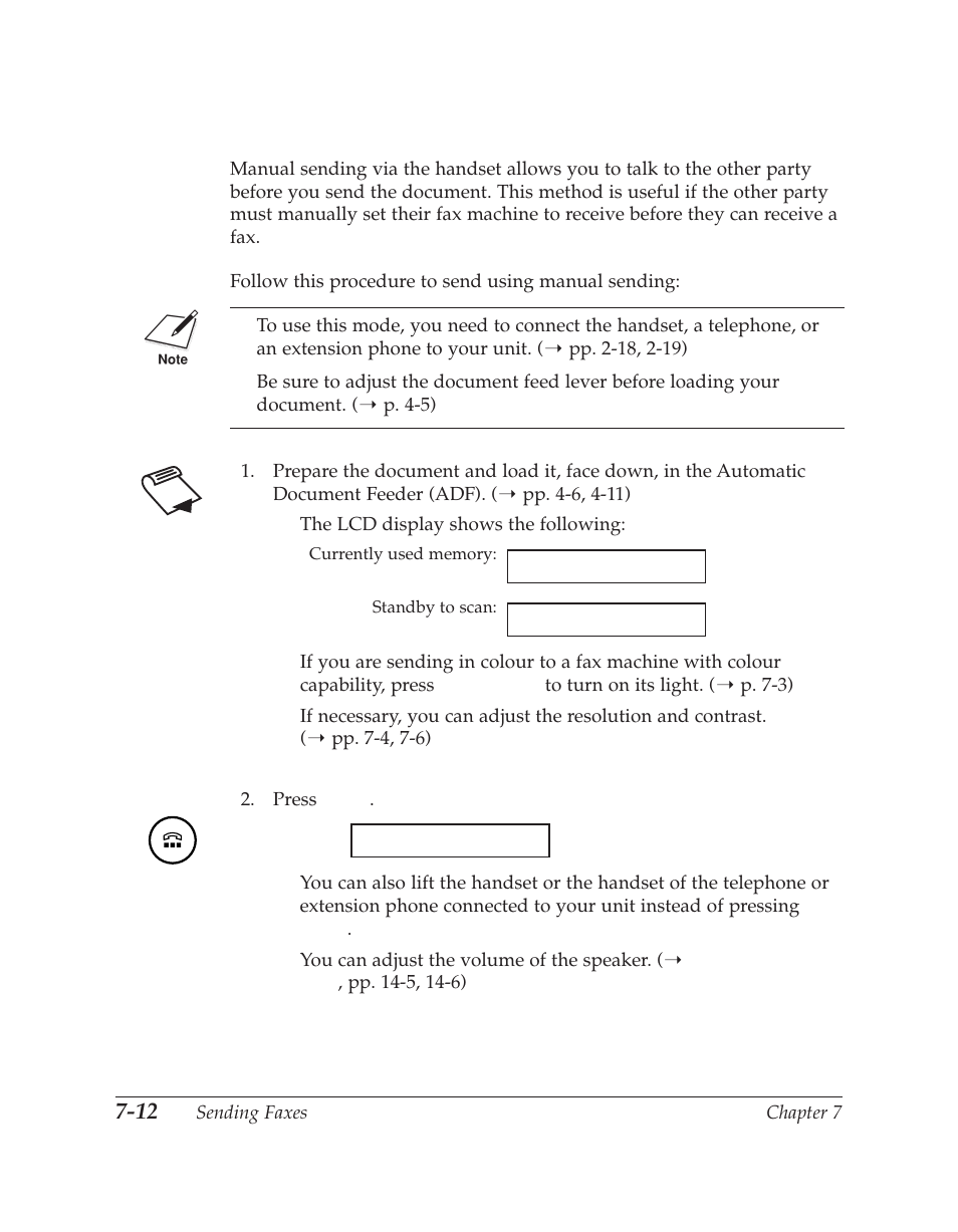 Manual sending via the handset | Canon C70 User Manual | Page 188 / 421