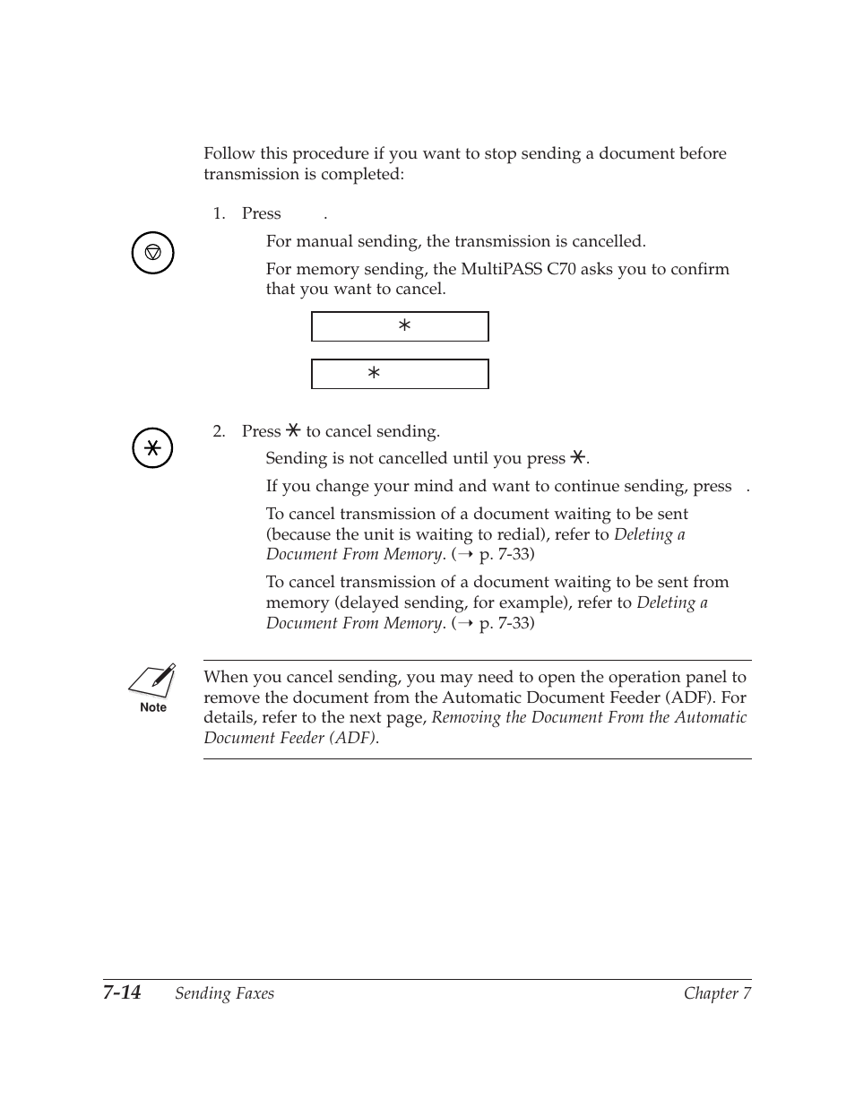 Cancelling sending | Canon C70 User Manual | Page 190 / 421