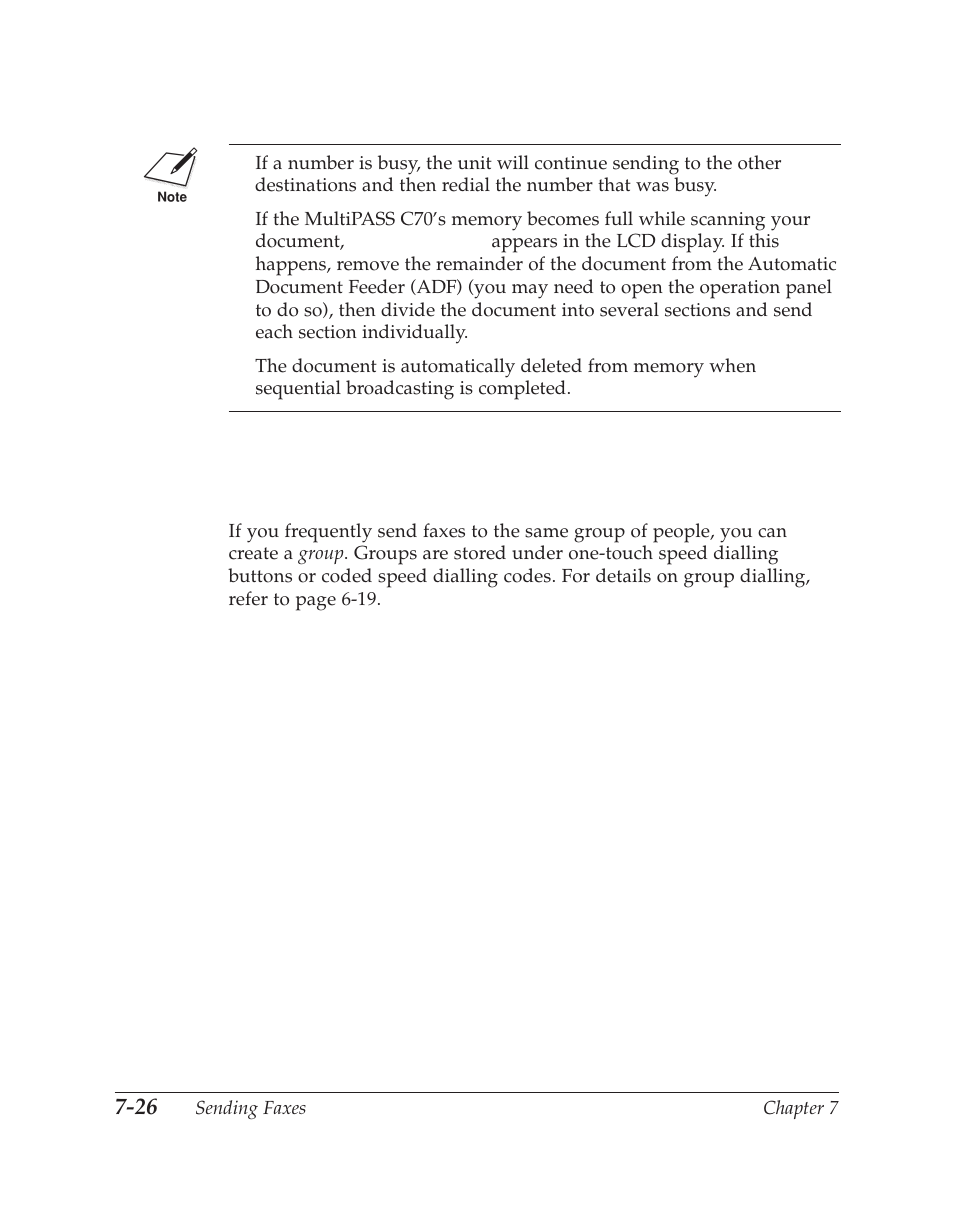 Sending a document using group dialling | Canon C70 User Manual | Page 202 / 421