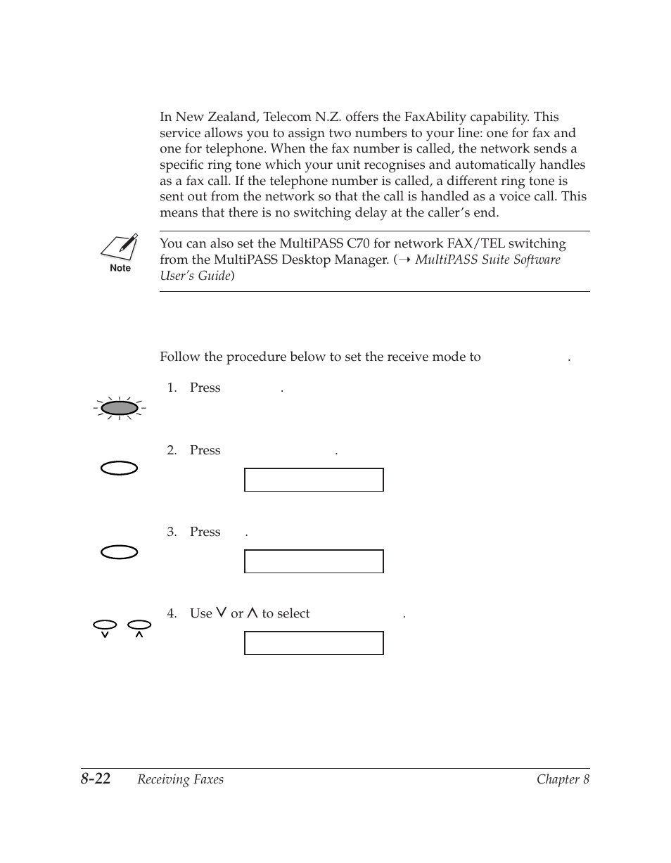Network fax/tel switching (new zealand only) | Canon C70 User Manual | Page 232 / 421