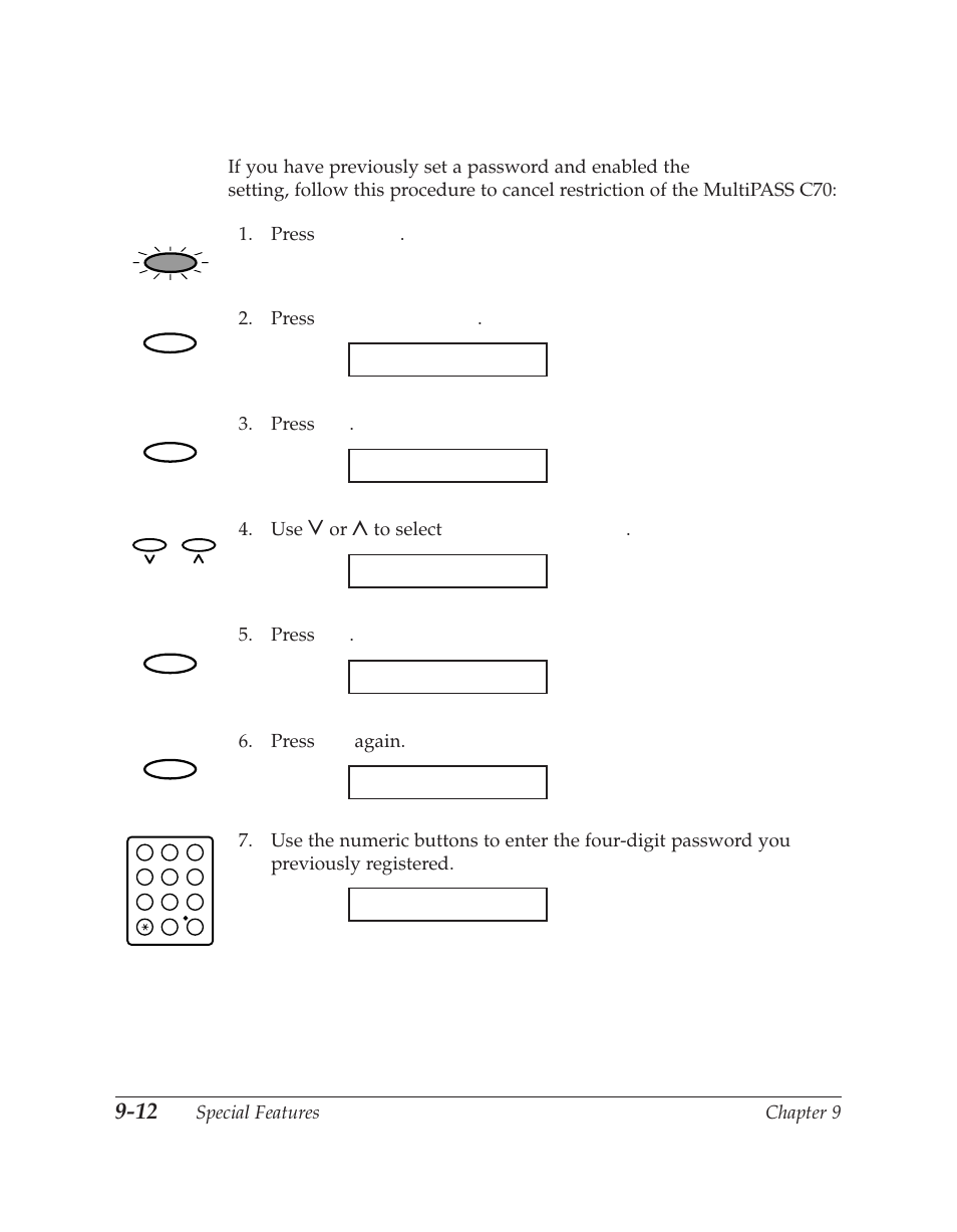 Cancelling restriction of the multipass c70, Special features chapter 9 | Canon C70 User Manual | Page 254 / 421