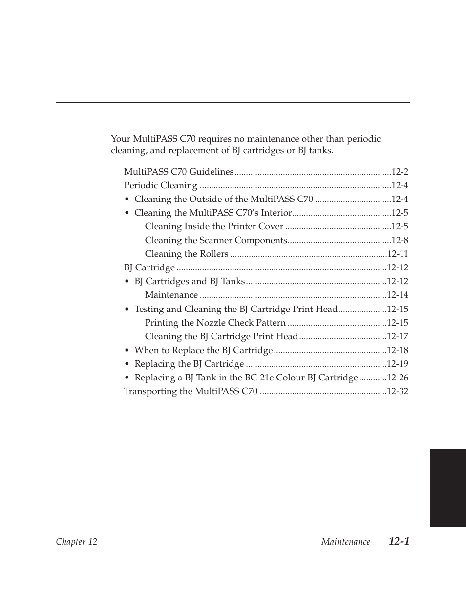 Chapter 12 maintenance | Canon C70 User Manual | Page 275 / 421