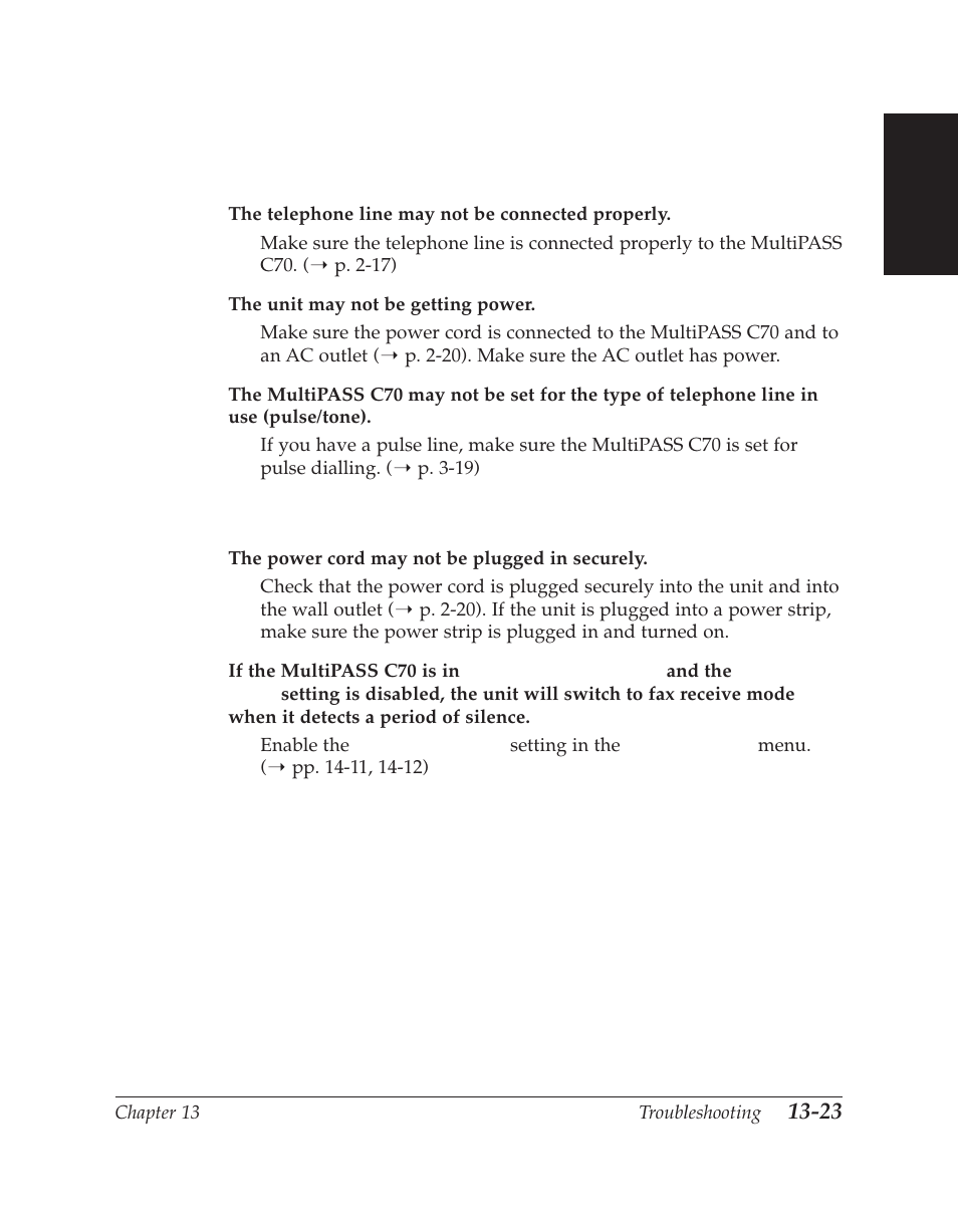 Telephone problems | Canon C70 User Manual | Page 331 / 421