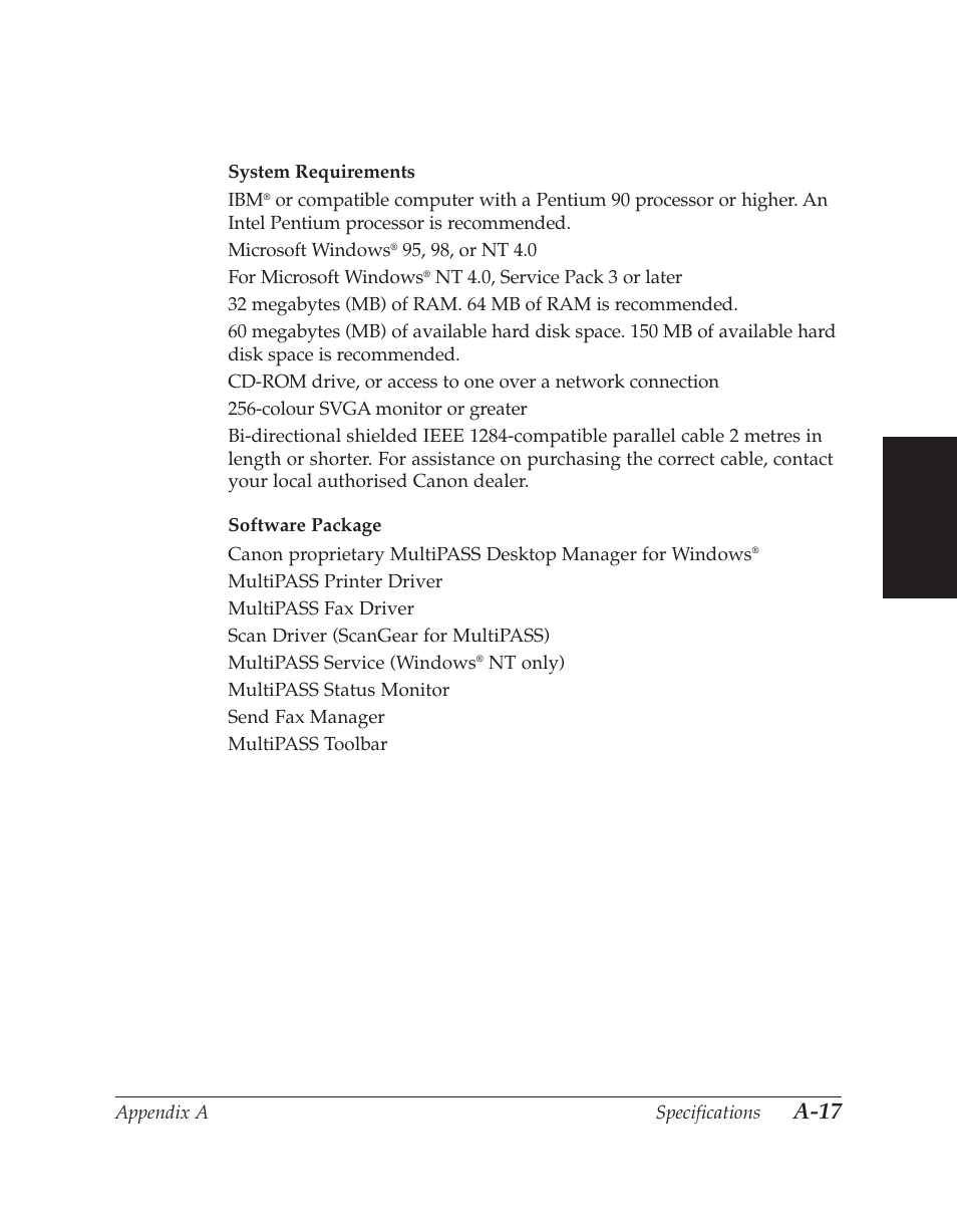 Multipass desktop manager for windows, A-17 | Canon C70 User Manual | Page 377 / 421