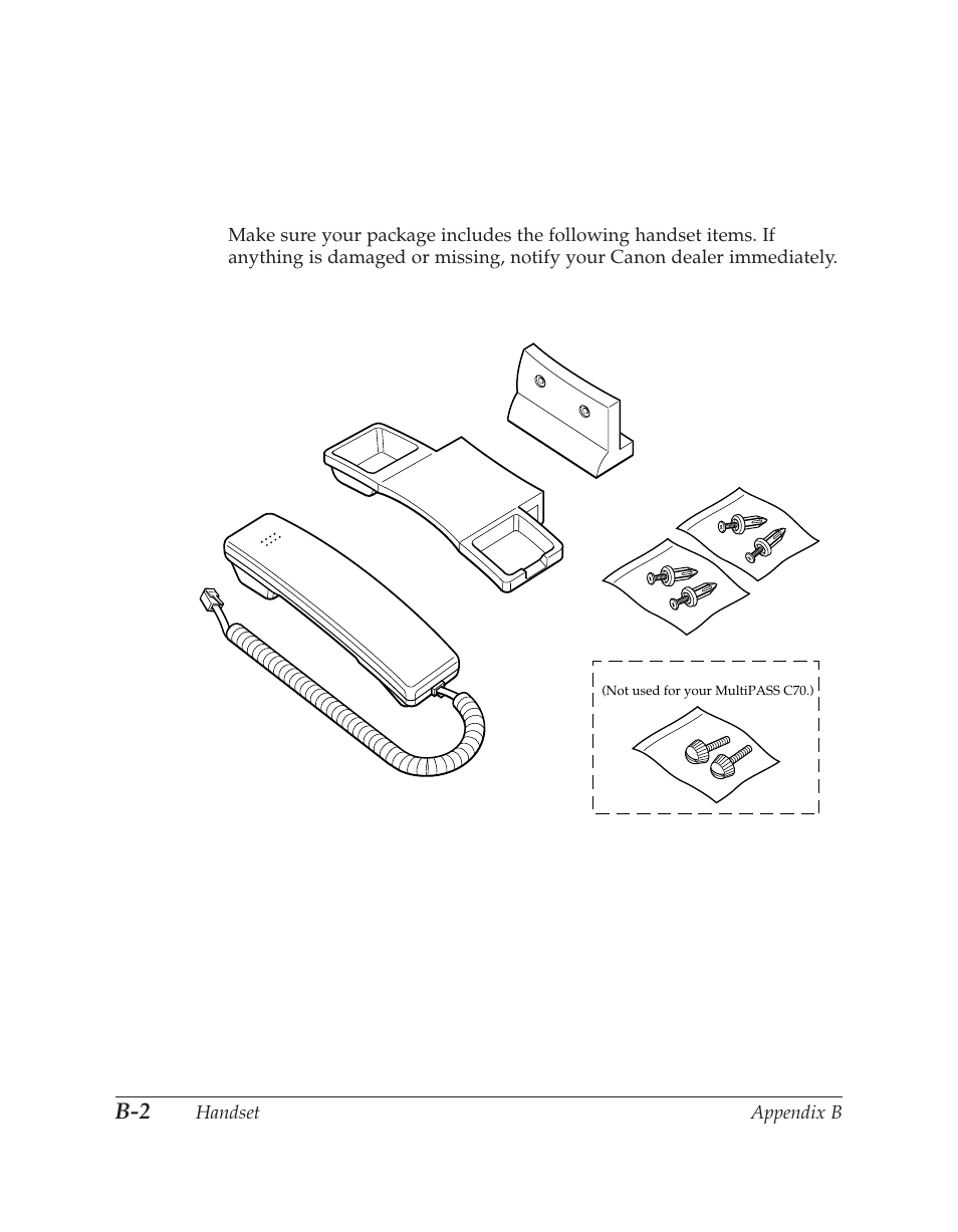 Handset, Package contents | Canon C70 User Manual | Page 380 / 421
