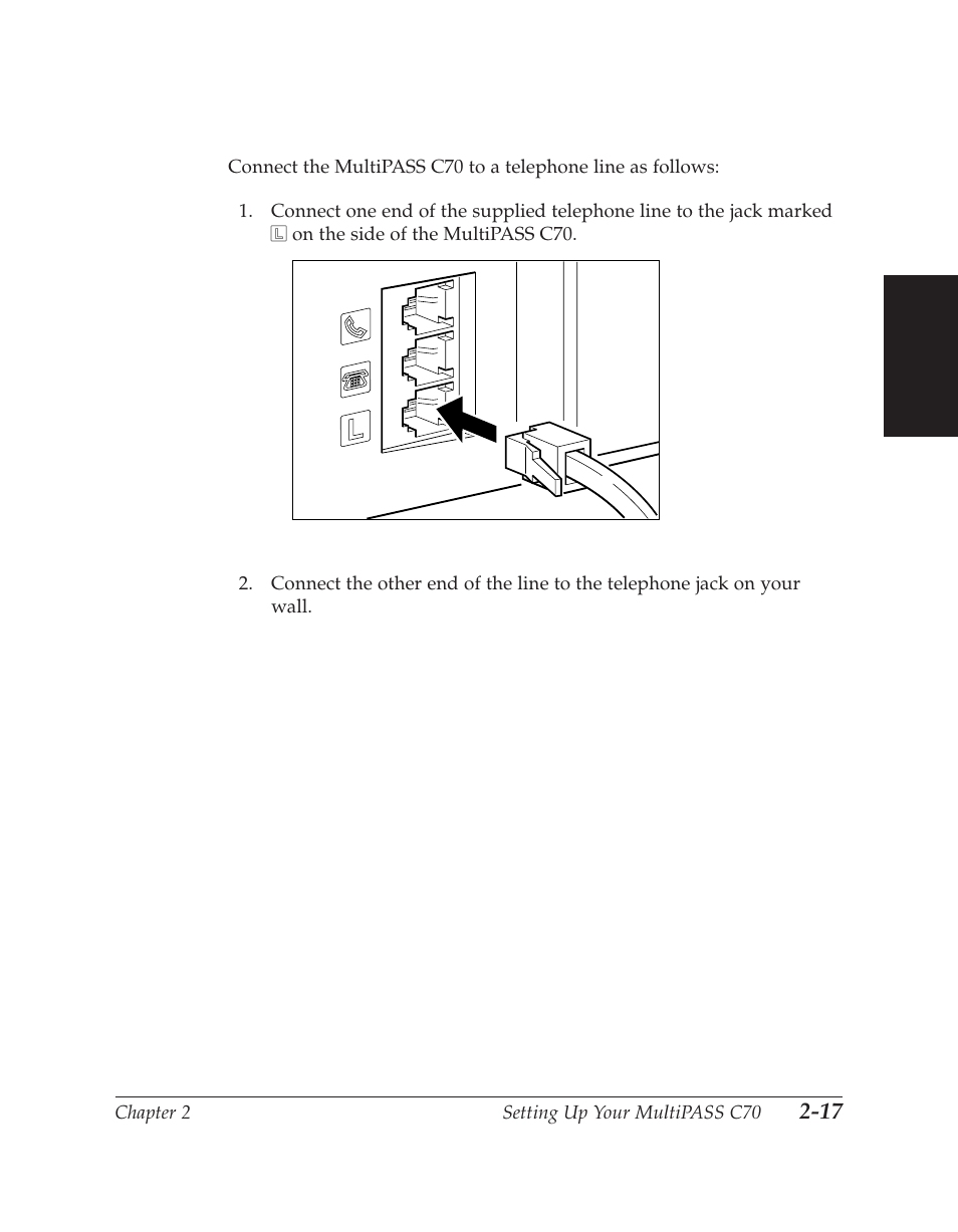 Connecting the telephone line | Canon C70 User Manual | Page 55 / 421