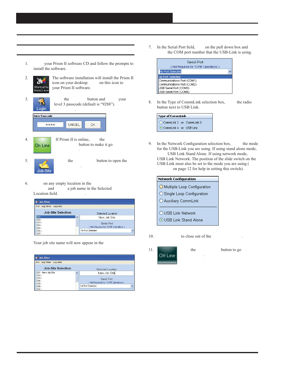 Prism ii setup instructions, Usb-link technical guide 10 operator interface, Confi guring prism ii for the usb-link | Auto-Zone Control Systems SS0070 USB-Link Technical Guide, Installation Instructions for the SS0070 USB-Link (Version 01D) User Manual | Page 10 / 20