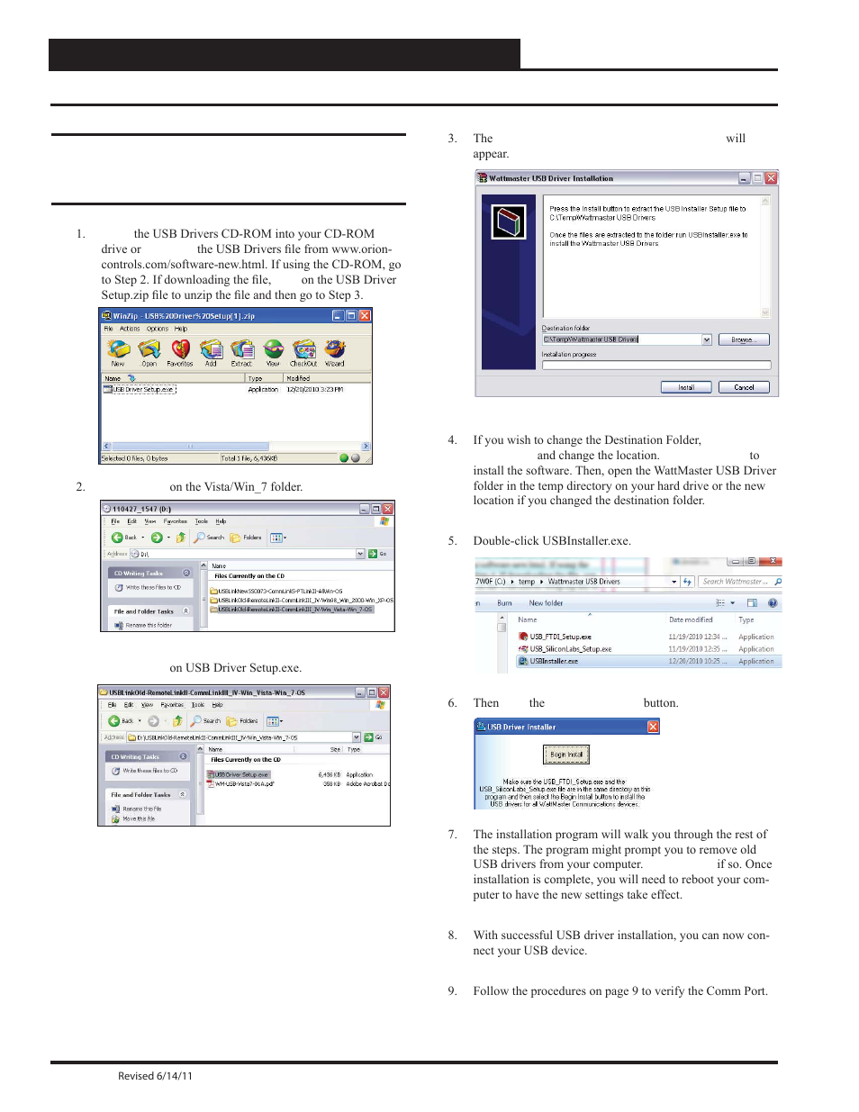 Usb driver installation for windows vista & 7 | Auto-Zone Control Systems SS0070 USB-Link Technical Guide, Installation Instructions for the SS0070 USB-Link (Version 01D) User Manual | Page 8 / 20