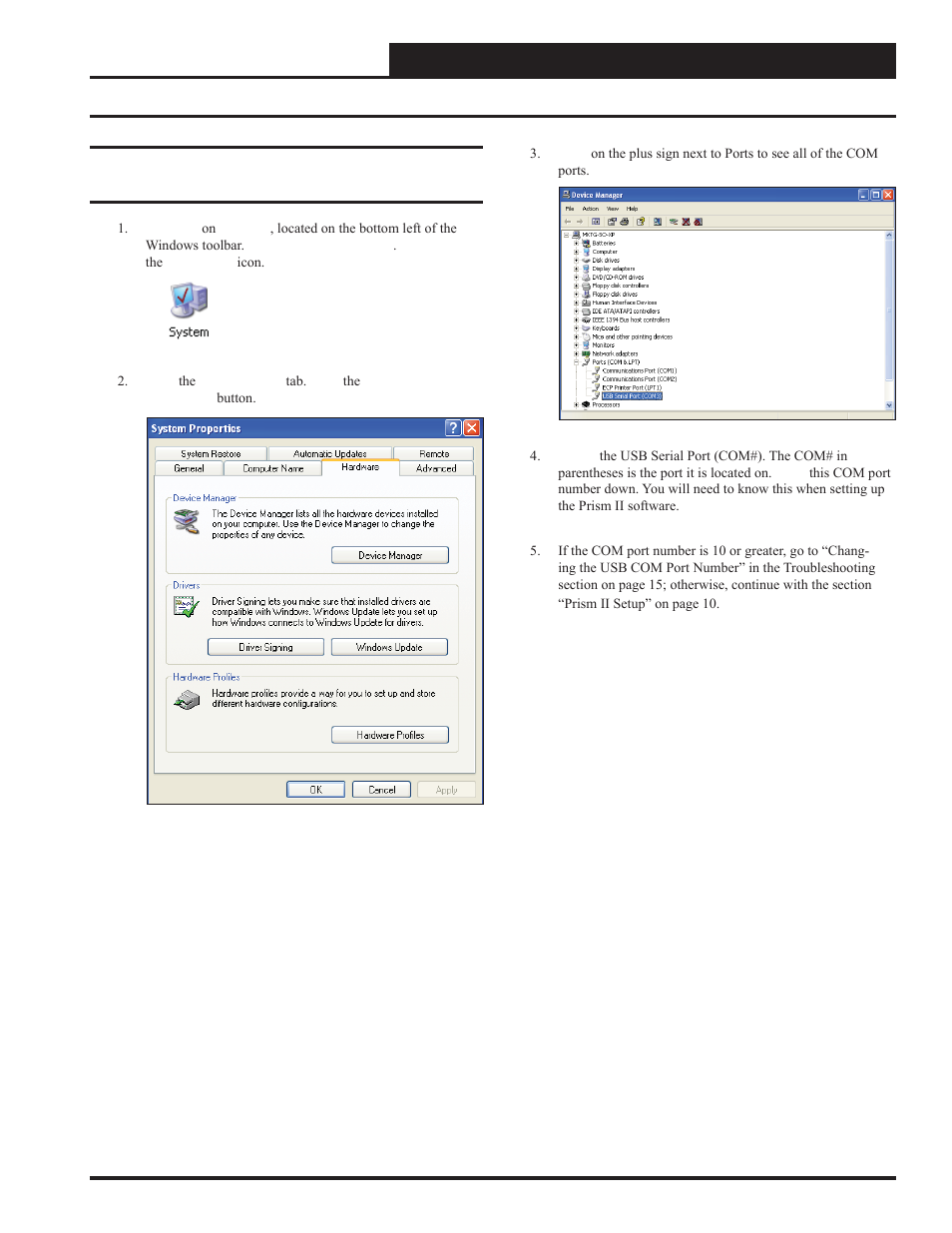 Finding the com port number | Auto-Zone Control Systems SS0070 USB-Link Technical Guide, Installation Instructions for the SS0070 USB-Link (Version 01D) User Manual | Page 9 / 20