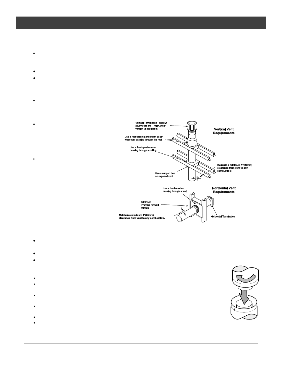 Vent requirements, Altitude considerations, Approved vent | Vent installation, Installation | Avalon Firestyles Tree of Life User Manual | Page 12 / 58