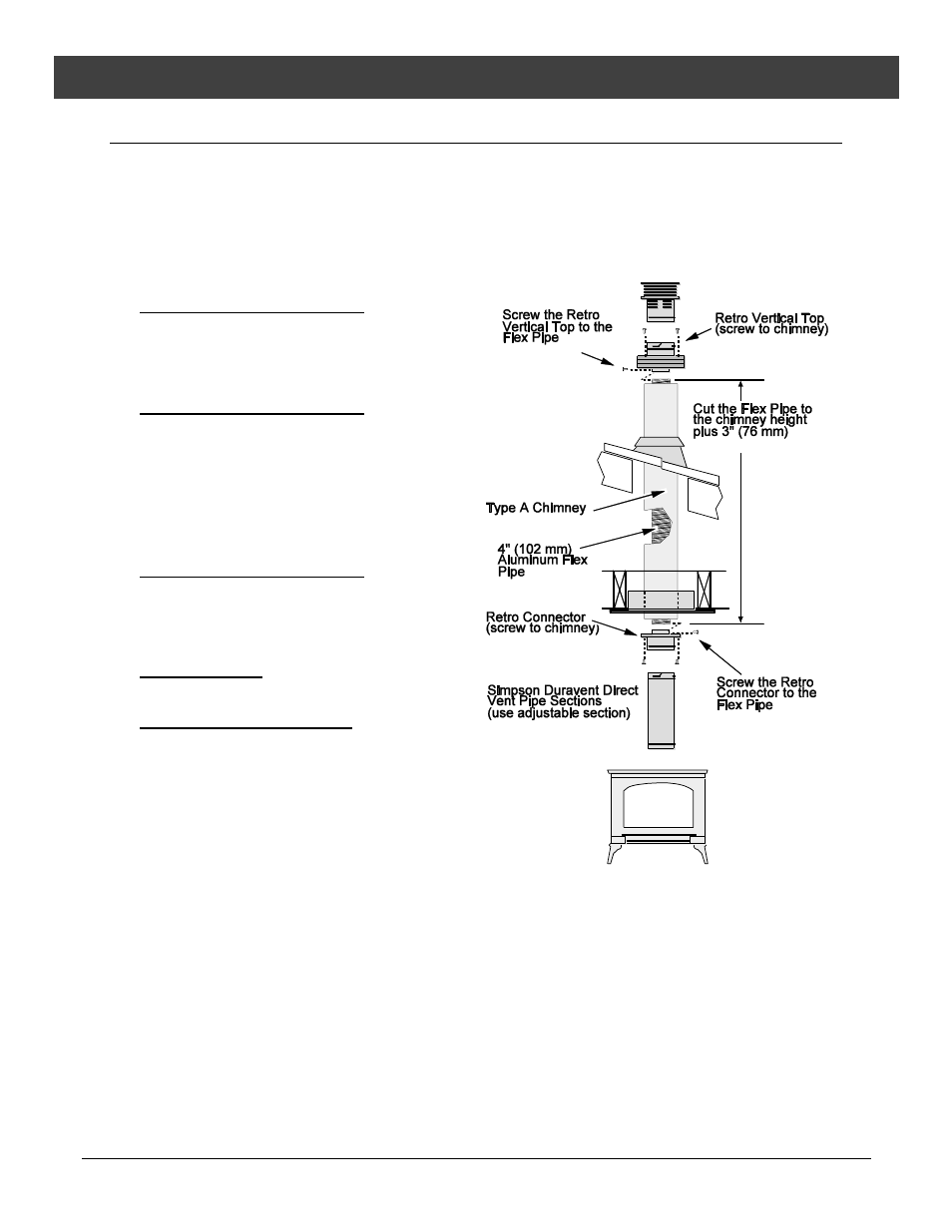 Class a chimney conversion kit, Installation | Avalon Firestyles Tree of Life User Manual | Page 21 / 58