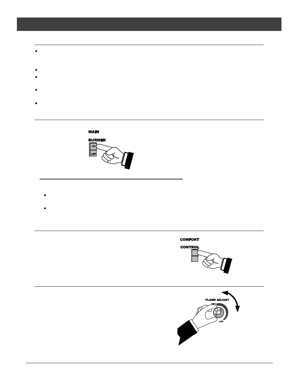 Starting the stove for the first time, Turning the stove on and off, Comfort control | Adjusting the flame height, Operation | Avalon Firestyles Tree of Life User Manual | Page 32 / 58