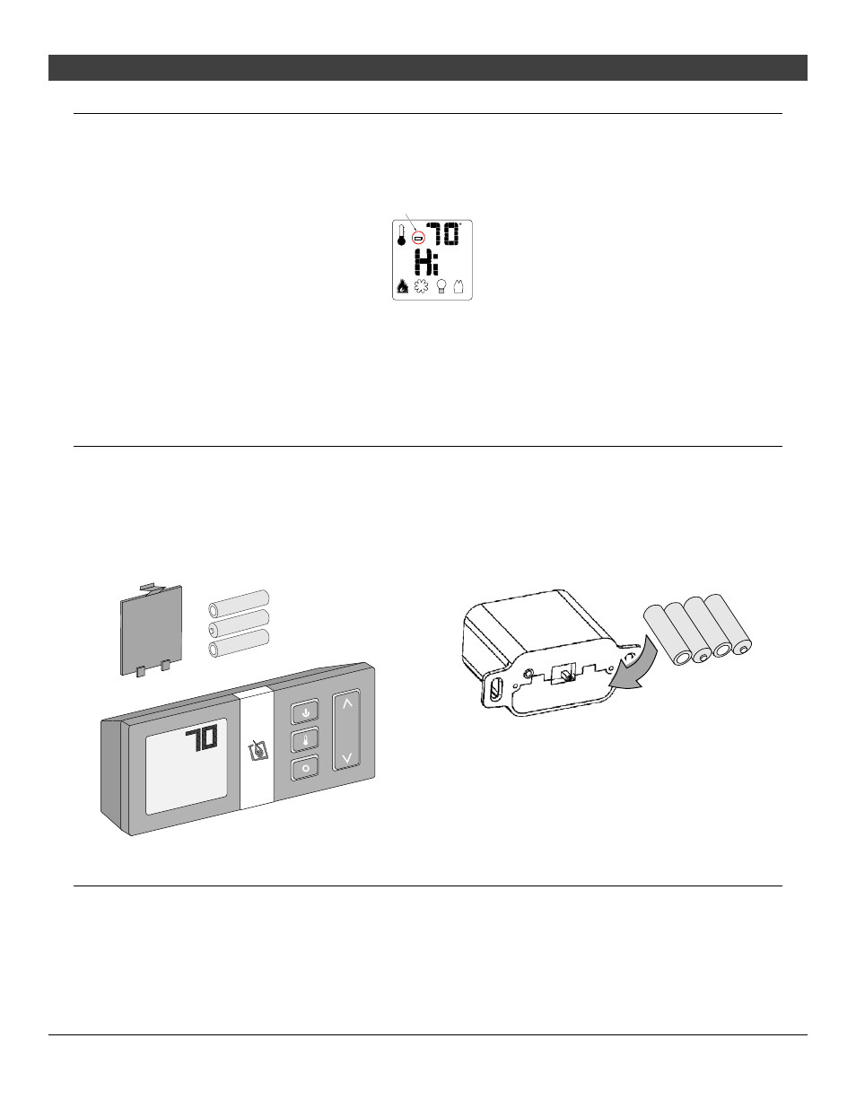 34 operation, Low battery indicator, Battery replacement | Power outages, Transmitter batteries, Ifc batteries, Battery installation, Transmitter battery installation | Avalon Firestyles 34 DVL User Manual | Page 34 / 46