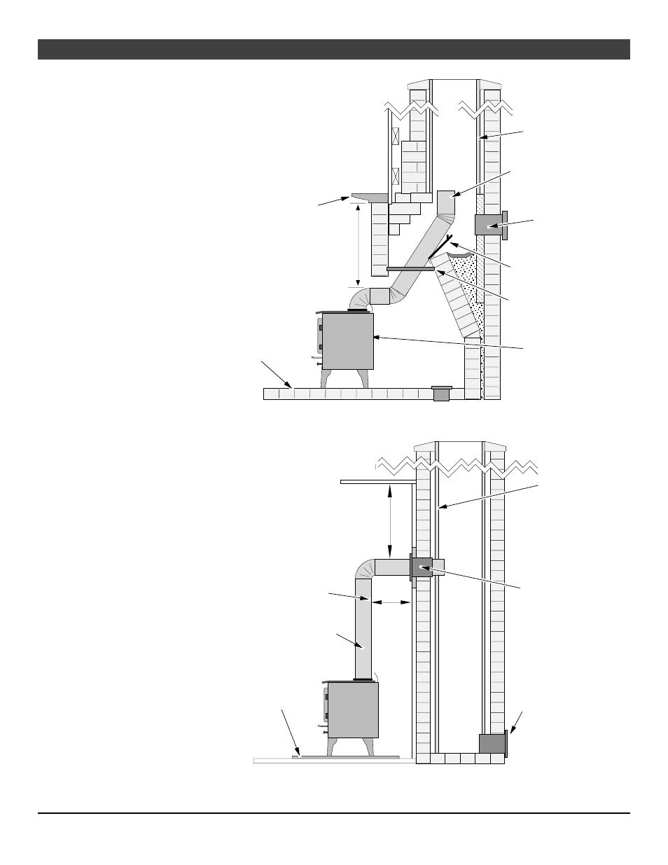 Stove installation, For qualified installers only), Interior or exterior masonry chimney | Avalon Firestyles 1250 Wood Stove User Manual | Page 17 / 38