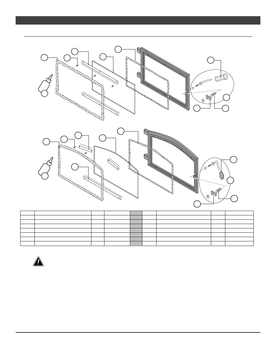 30 maintaining your appliance, Door parts, Avalon spokane door | Lopi republic door, Replacing the glass, Replacing the door gasket, Replacing the door handle | Avalon Firestyles 1250 Wood Stove User Manual | Page 30 / 38