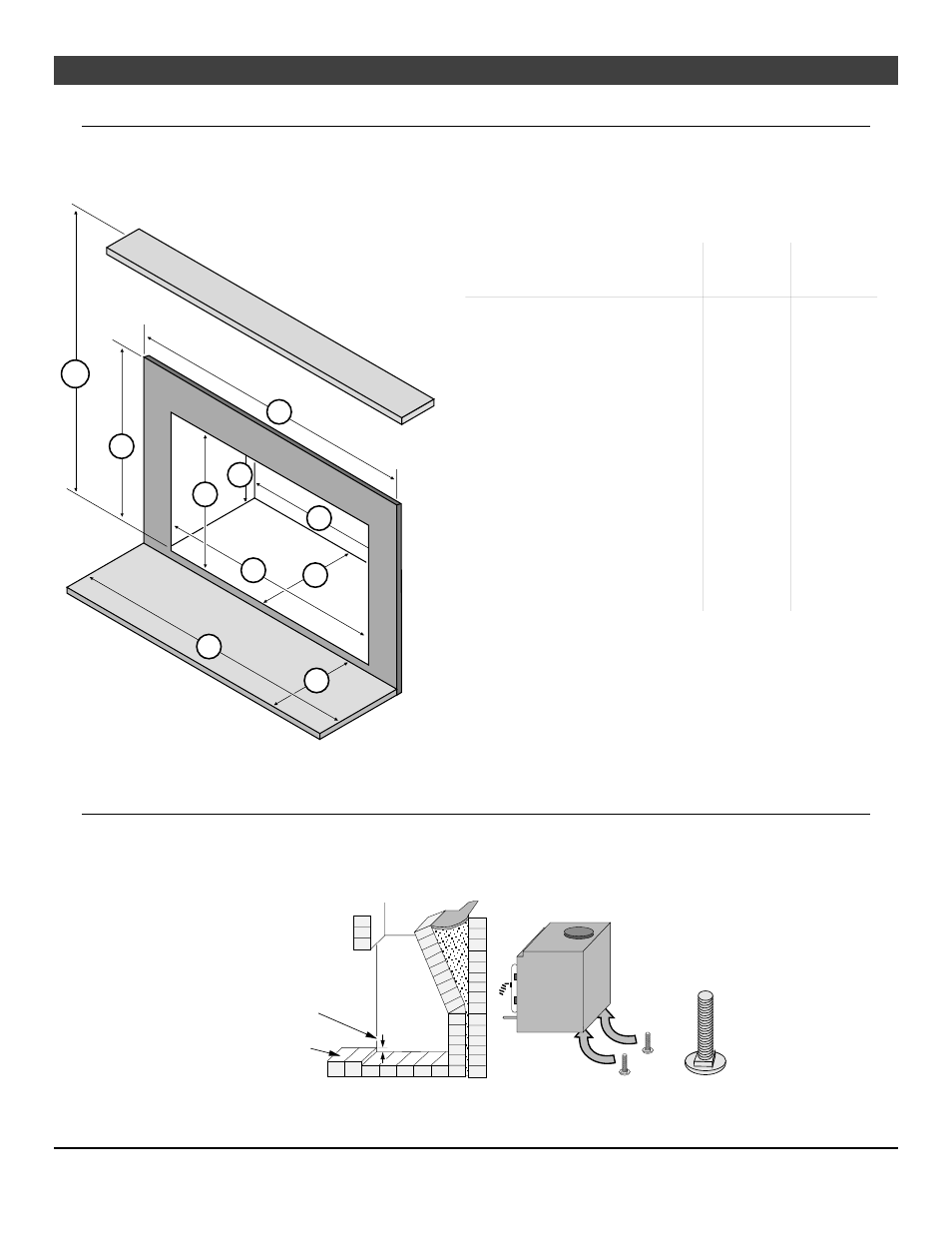 Minimum fireplace size, Fireplace insert installation, Fireplace requirements | Leveling bolt installation | Avalon Firestyles Olympic User Manual | Page 19 / 48