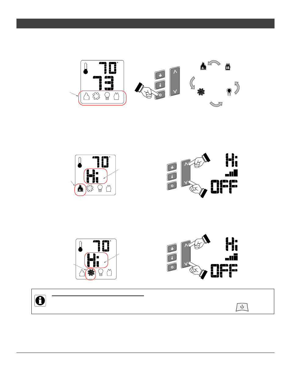 Operation 13, Mode controls (flame, blower, light) | Avalon Firestyles Bed & Breakfast User Manual | Page 13 / 28