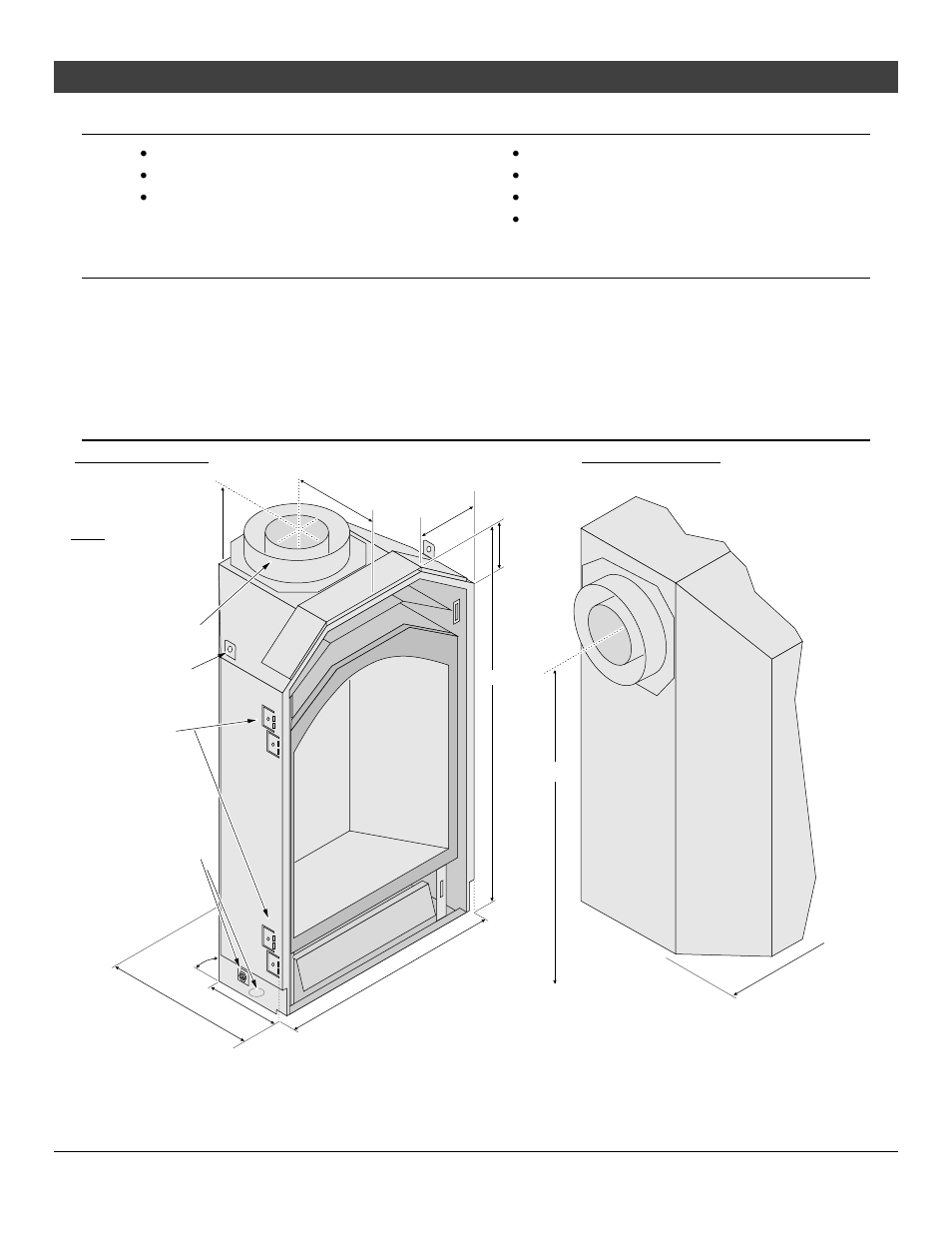 6features and specifications, Installation options, Heating specifications | Dimensions | Avalon Firestyles Bed & Breakfast Installation User Manual | Page 6 / 52