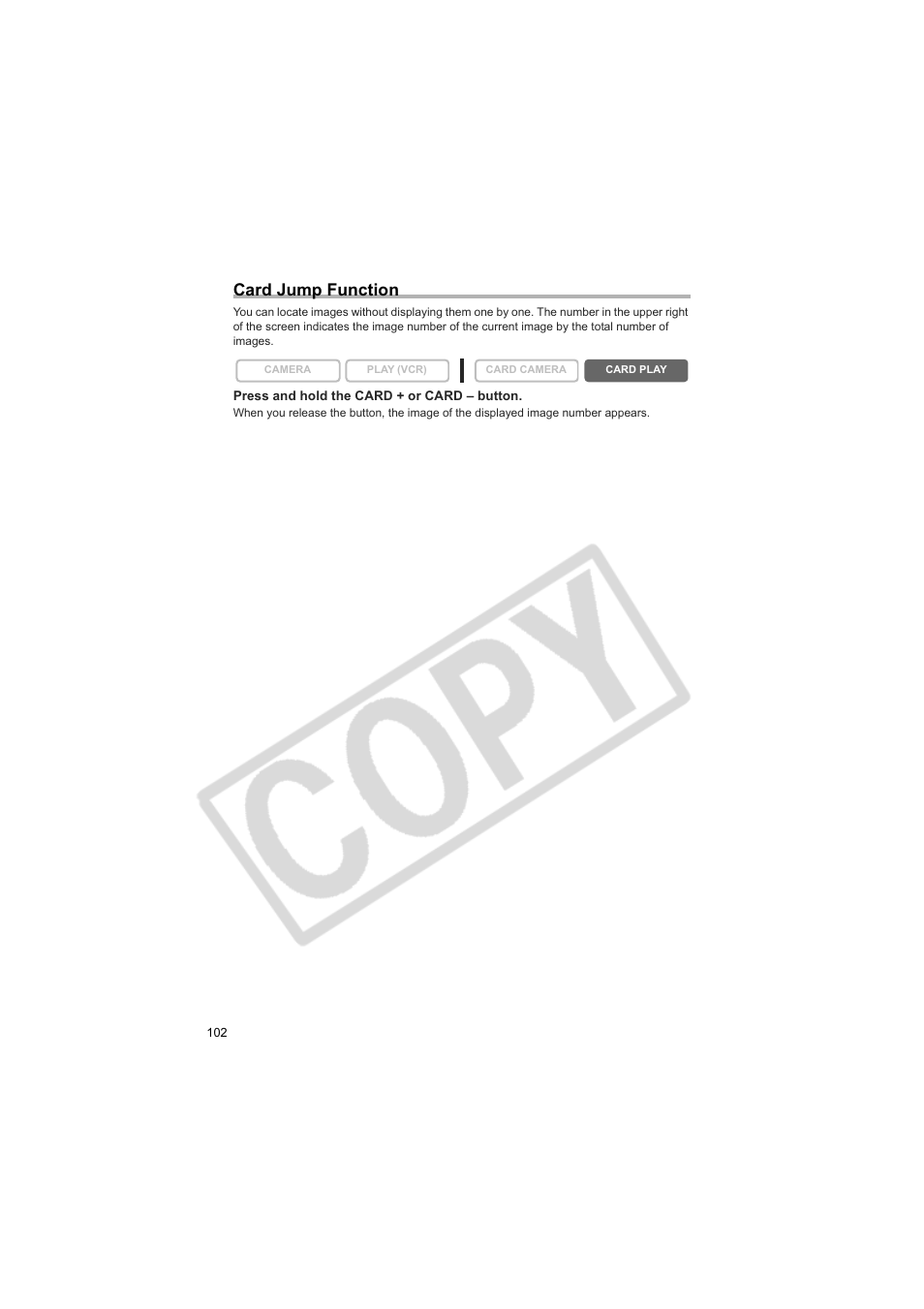 Card jump function | Canon 50 User Manual | Page 102 / 162