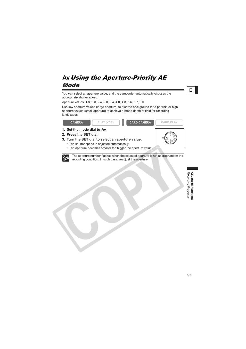 Using the aperture-priority ae mode | Canon 50 User Manual | Page 51 / 162