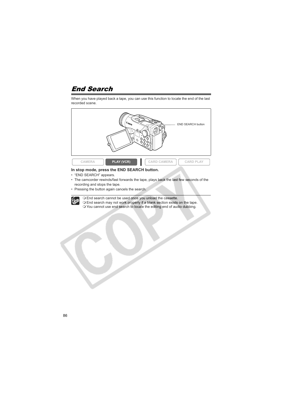 End search | Canon 50 User Manual | Page 86 / 162