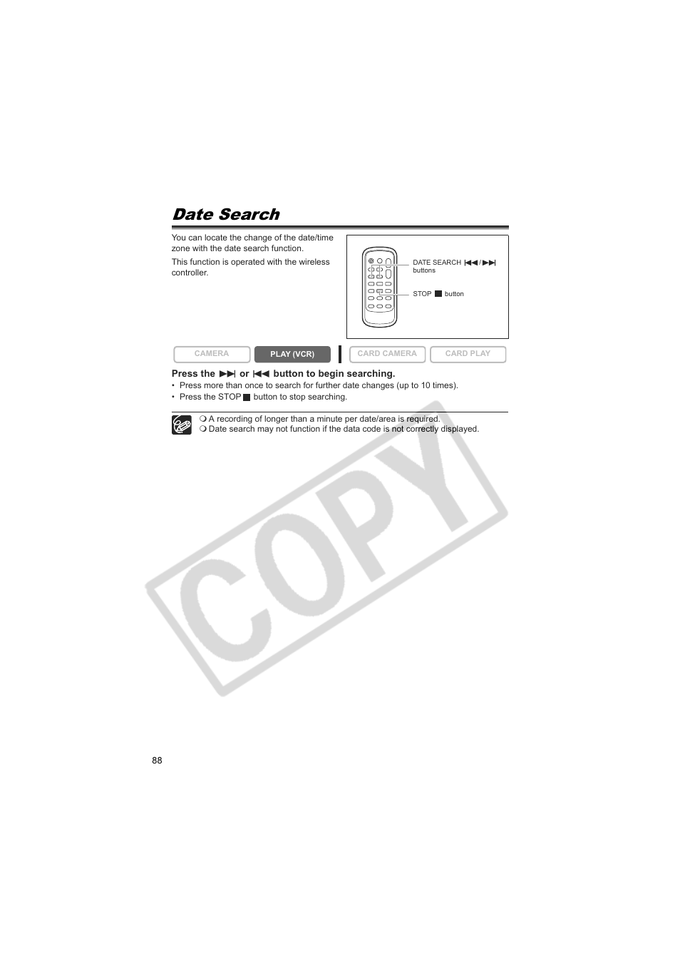 Date search | Canon 50 User Manual | Page 88 / 162