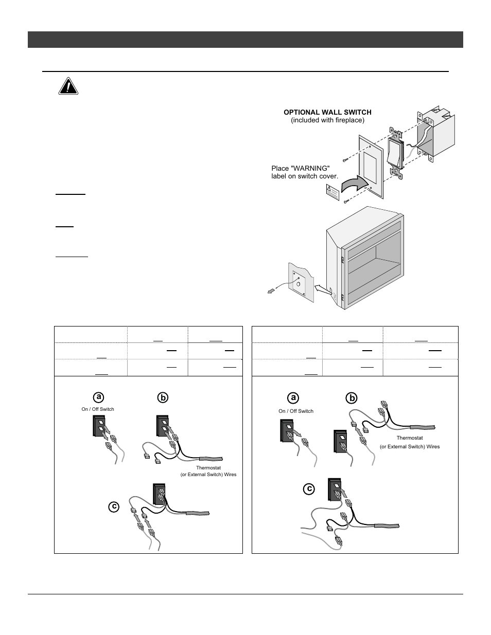 24 installation, Optional wall switch or thermostat installation, For qualified installers only) | Parallel connection series connection | Avalon Firestyles 864 TRV GS2 Installation User Manual | Page 24 / 78