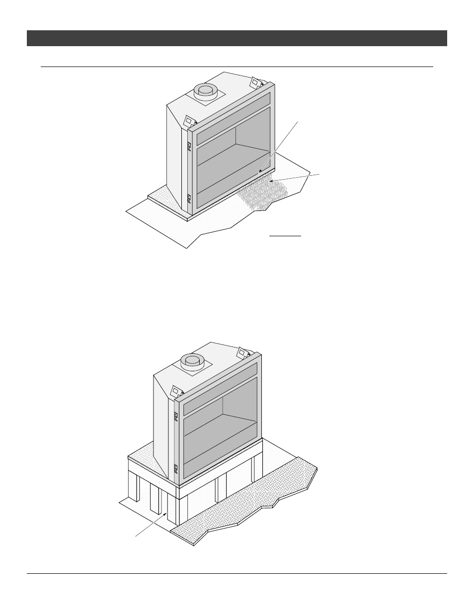 36 installation, Hearth requirements, Floor mounted fireplaces raised fireplaces | Avalon Firestyles 864 TRV GS2 Installation User Manual | Page 36 / 78