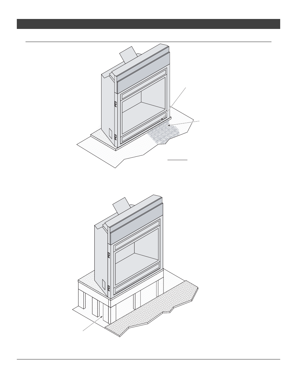 Installation, Hearth requirements, Floor mounted fireplaces raised fireplaces | Avalon Firestyles 864 HO GS2 Installation User Manual | Page 25 / 50