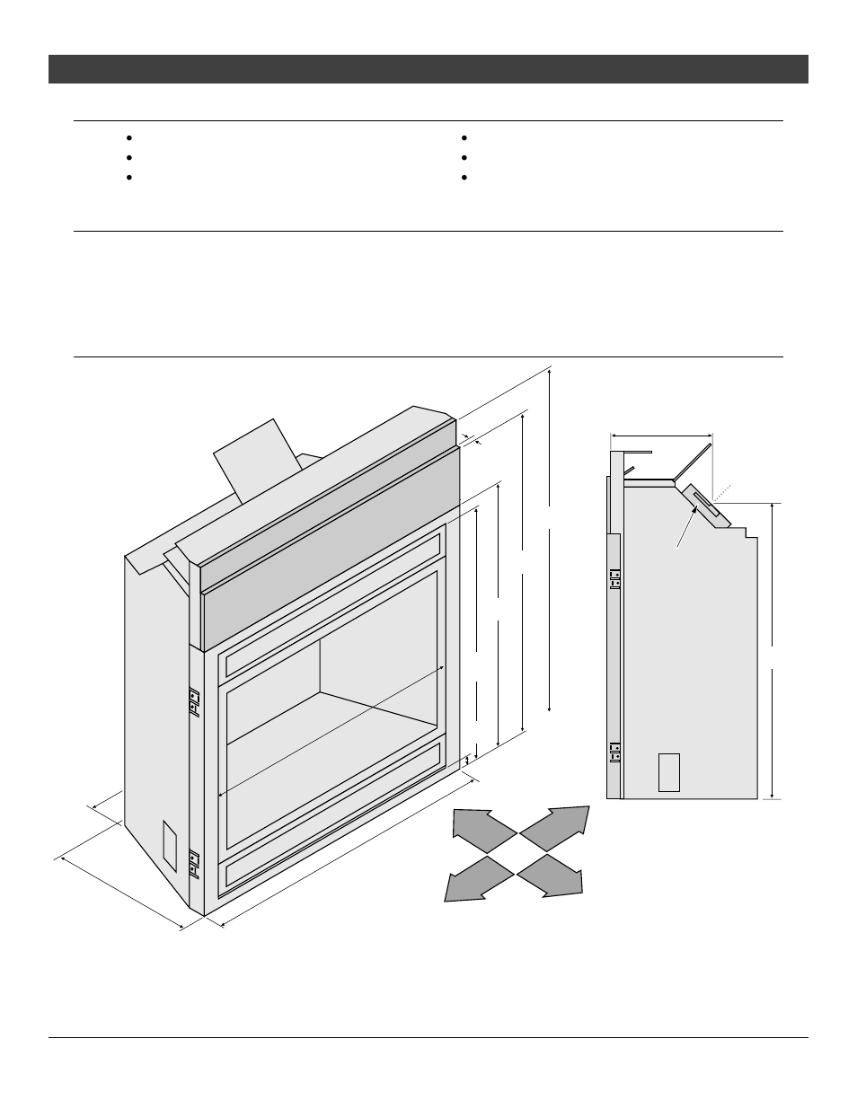 6features and specifications, Installation options, Heating specifications | Dimensions | Avalon Firestyles 864 HO GS2 Installation User Manual | Page 6 / 50