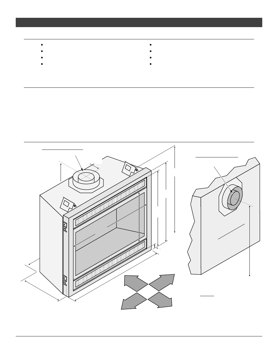 6features and specifications, Installation options, Heating specifications | Dimensions | Avalon Firestyles 564 Diamond-Fyre GSR2 Installation User Manual | Page 6 / 62